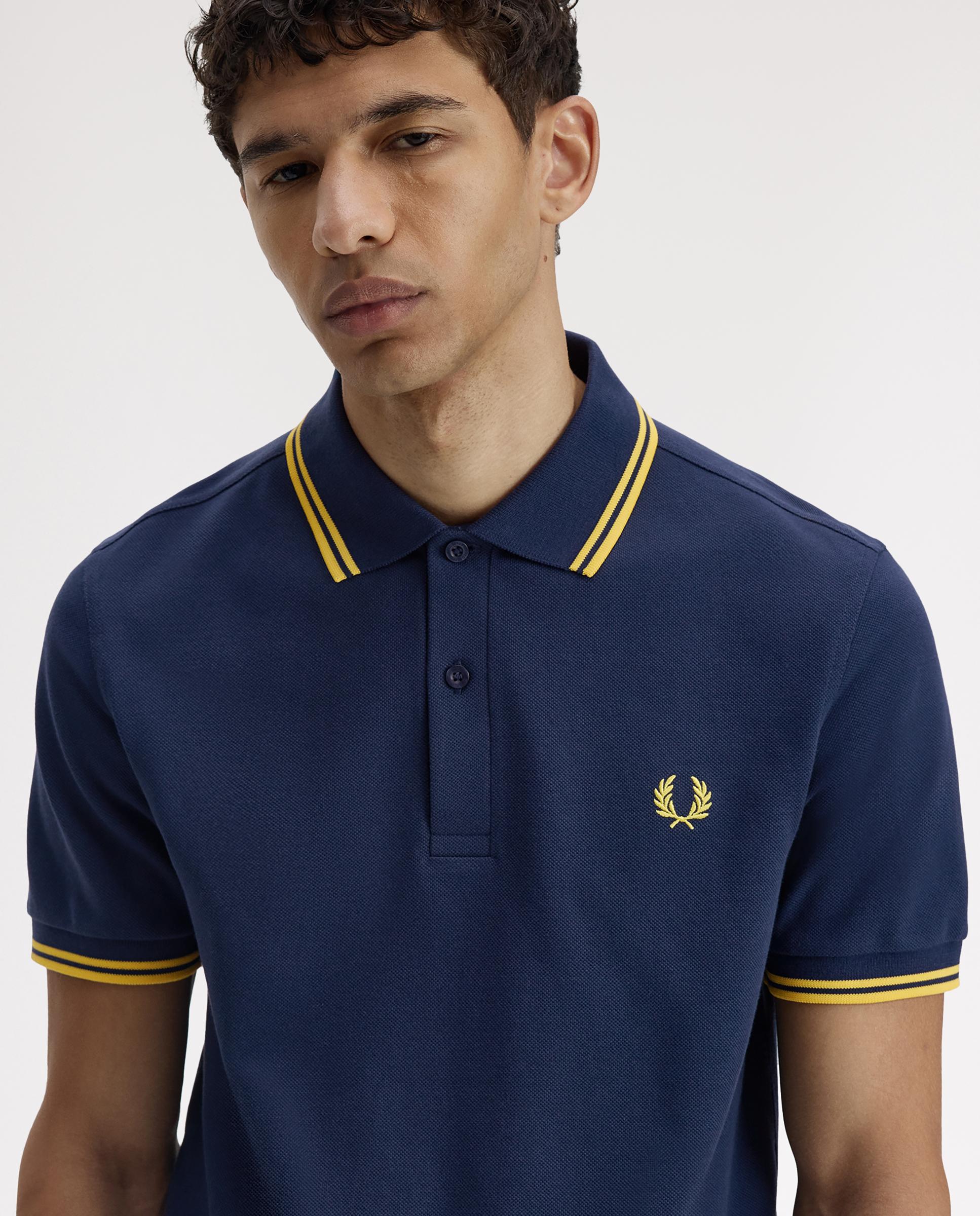 Polo de hombre de piqué de algodón manga corta - Fred Perry - Azul fumé Azul fumé-4