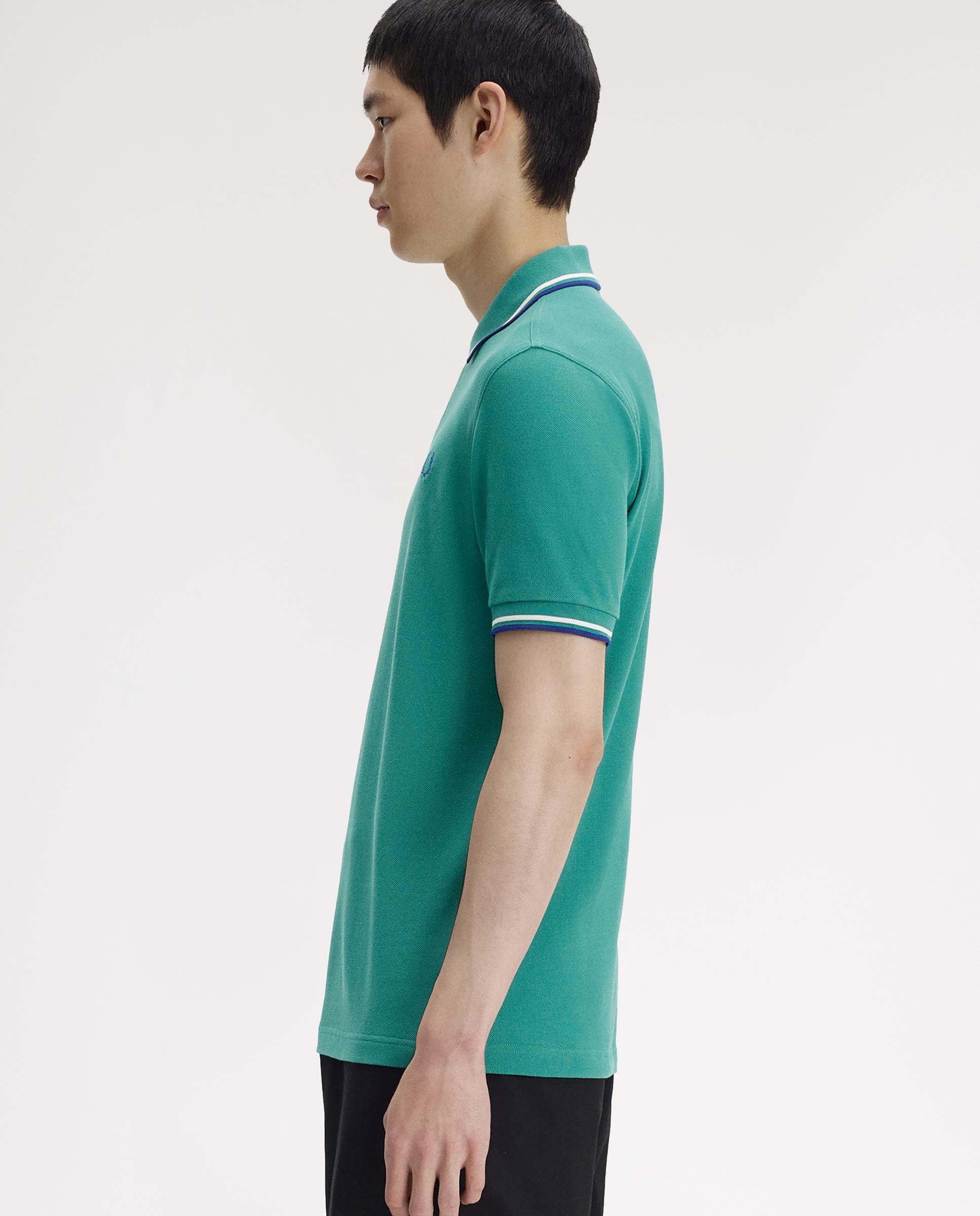 Polo de hombre de piqué de algodón manga corta - Fred Perry - Aguamarina Aguamarina-2