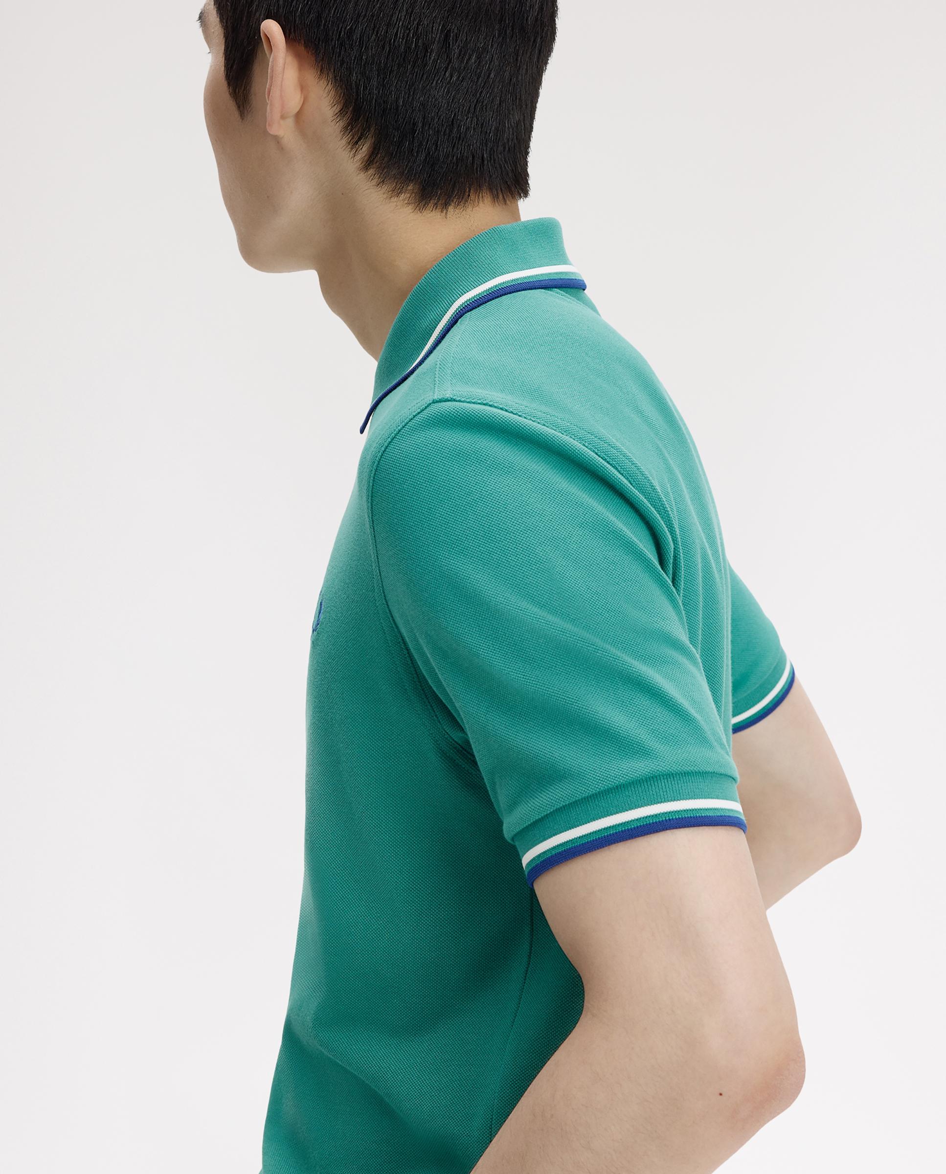 Polo de hombre de piqué de algodón manga corta - Fred Perry - Aguamarina Aguamarina-4