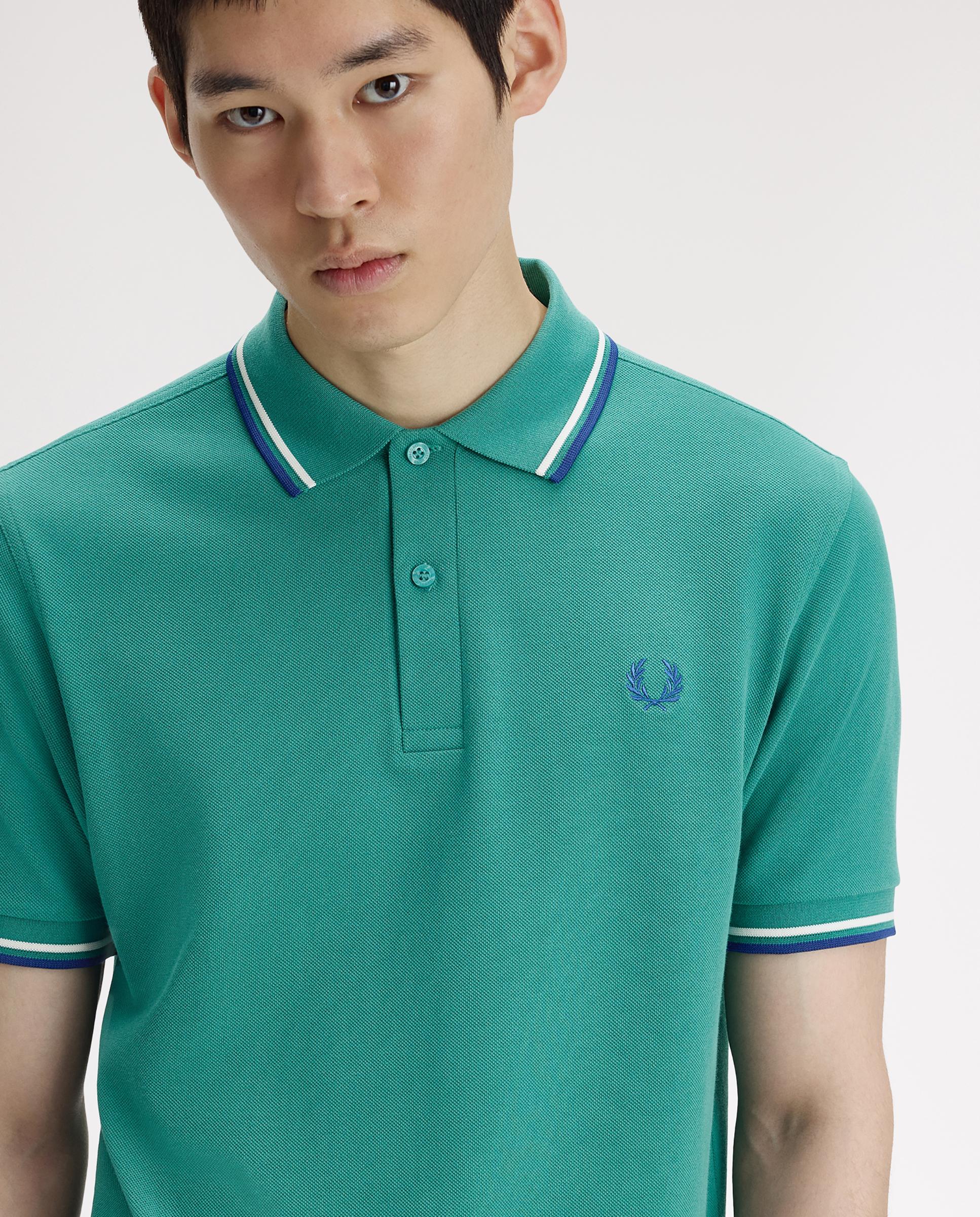 Polo de hombre de piqué de algodón manga corta - Fred Perry - Aguamarina Aguamarina-5