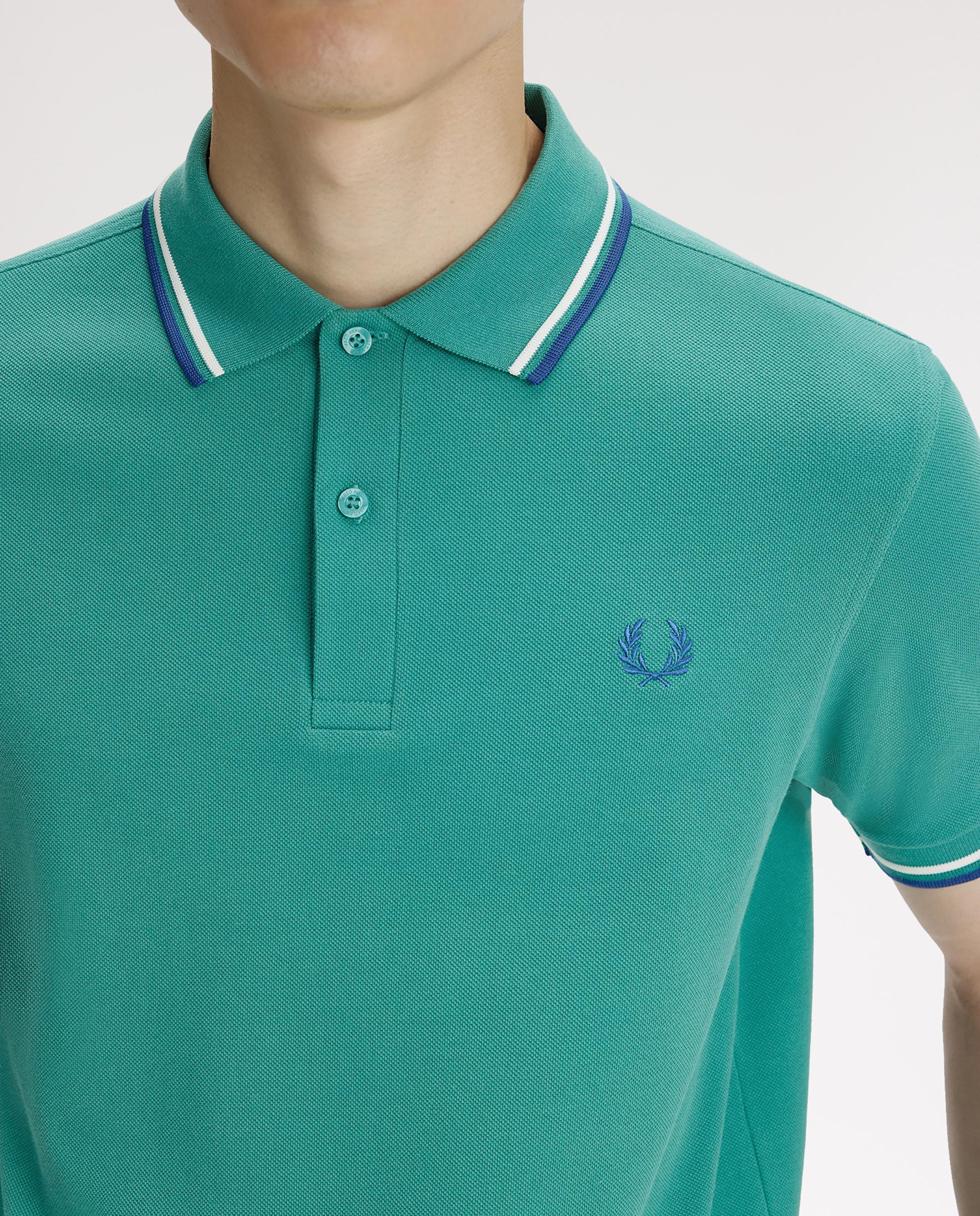 Polo de hombre de piqué de algodón manga corta - Fred Perry - Aguamarina Aguamarina-6