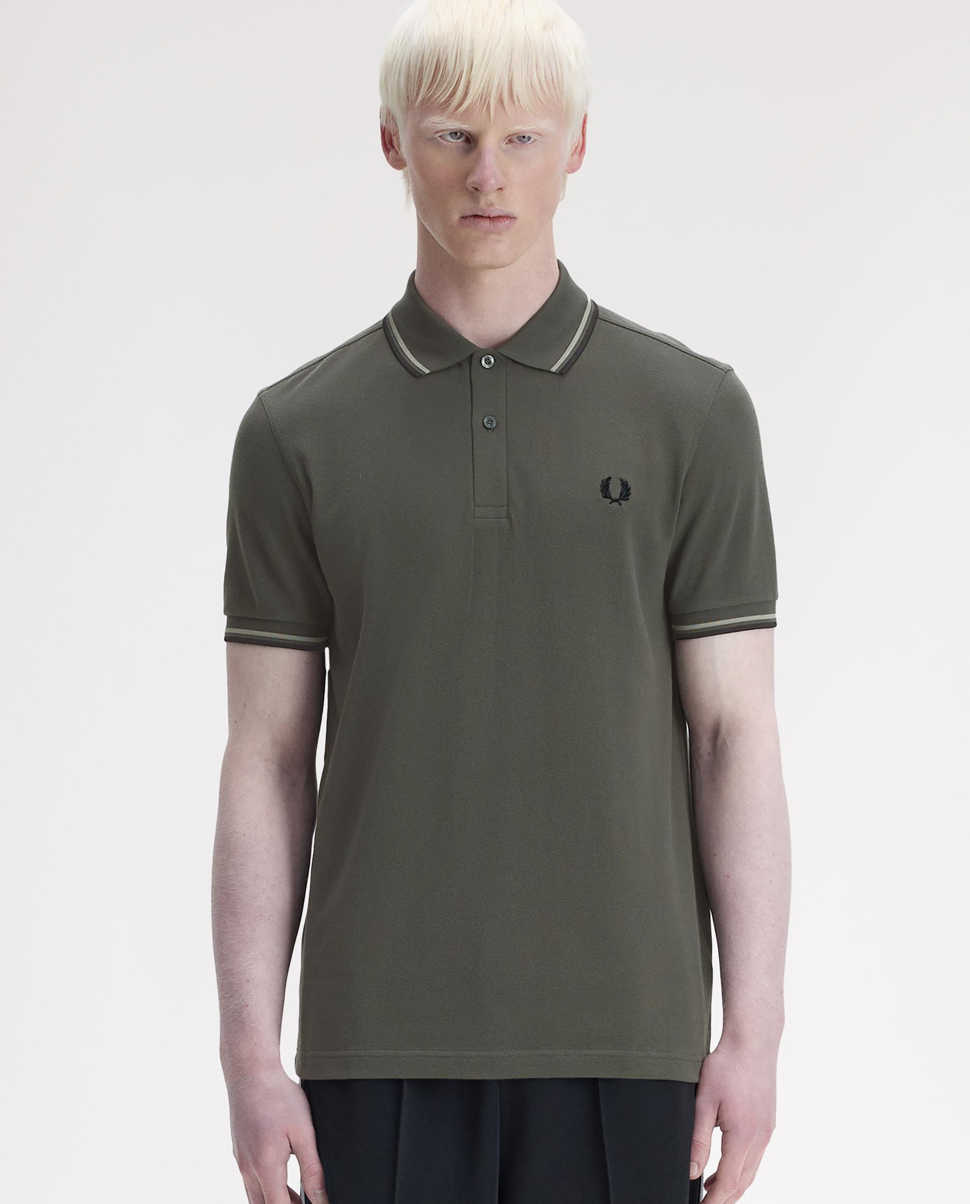 Polo de hombre de piqué de algodón manga corta - Fred Perry - Verde pardo Verde pardo-1