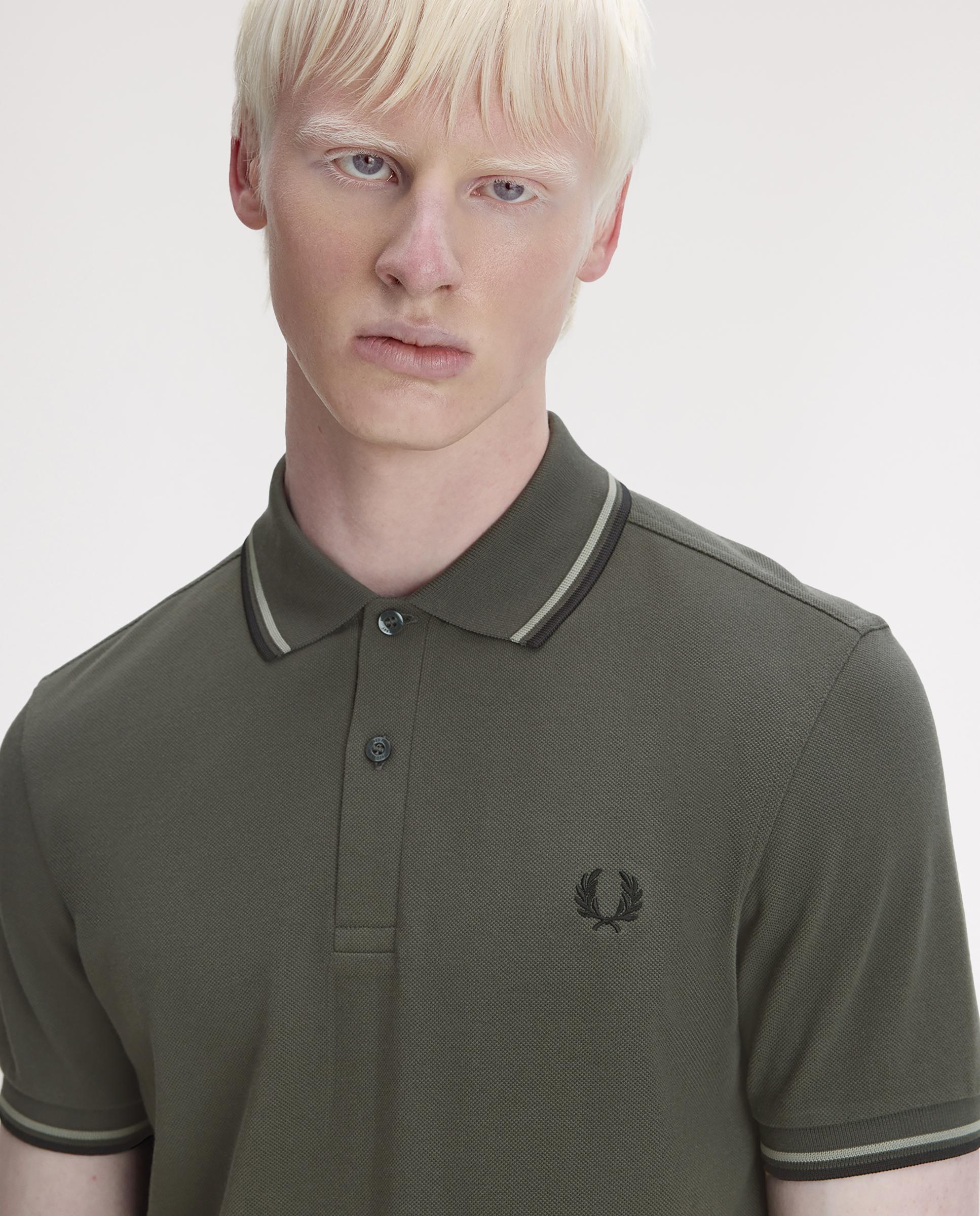 Polo de hombre de piqué de algodón manga corta - Fred Perry - Verde pardo Verde pardo-5