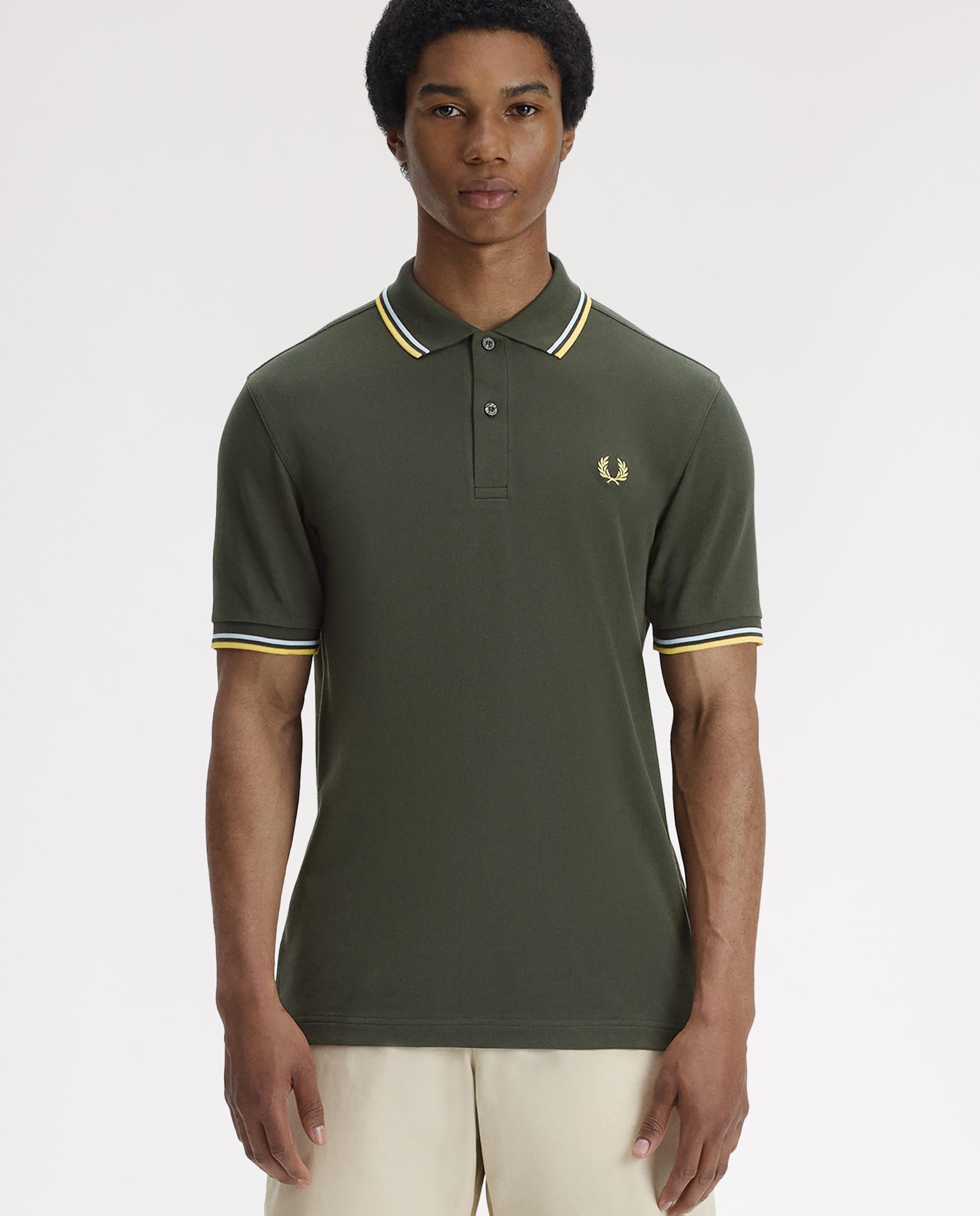 Polo de hombre de piqué de algodón manga corta - Fred Perry - Verde militar Verde militar-1