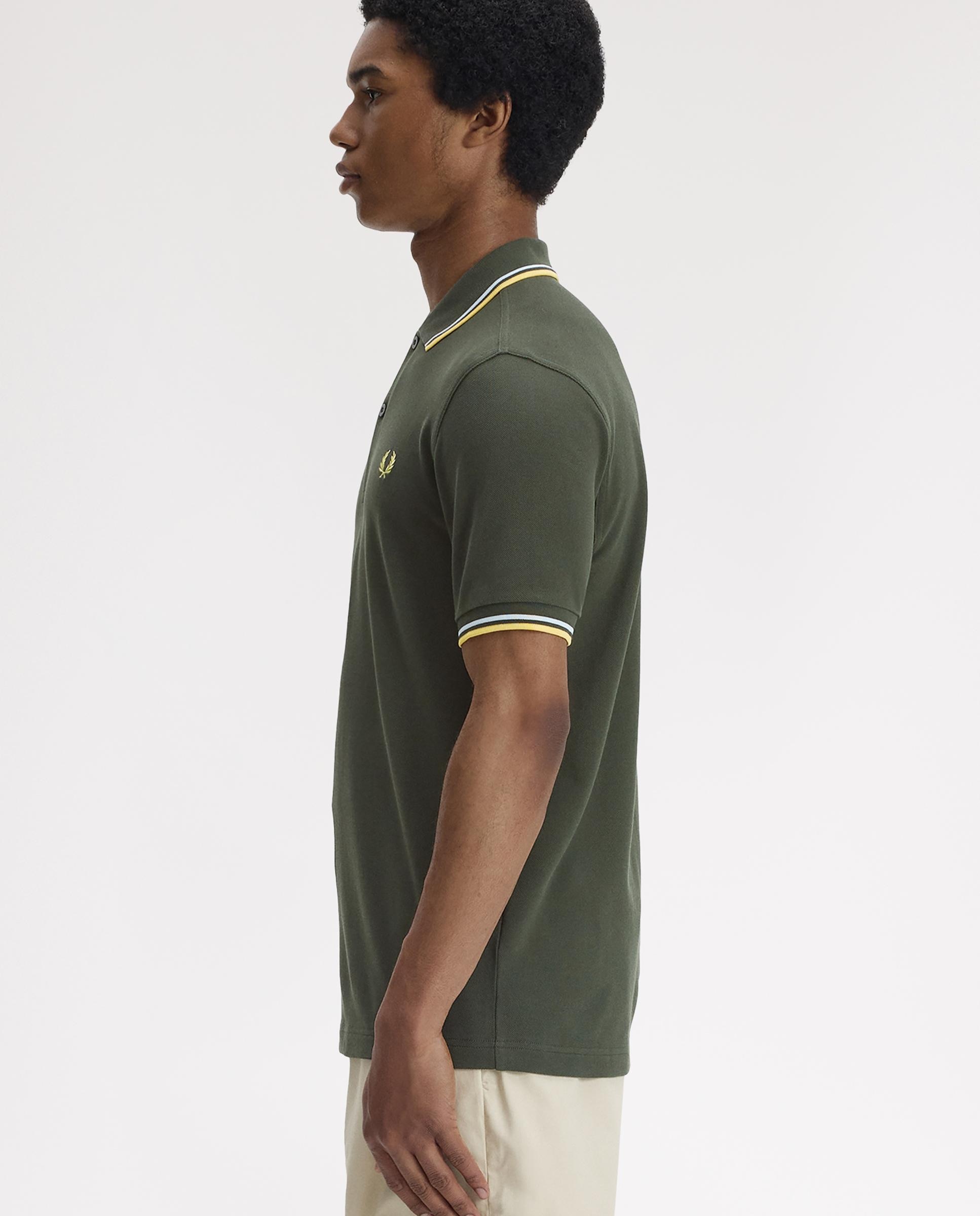 Polo de hombre de piqué de algodón manga corta - Fred Perry - Verde militar Verde militar-2