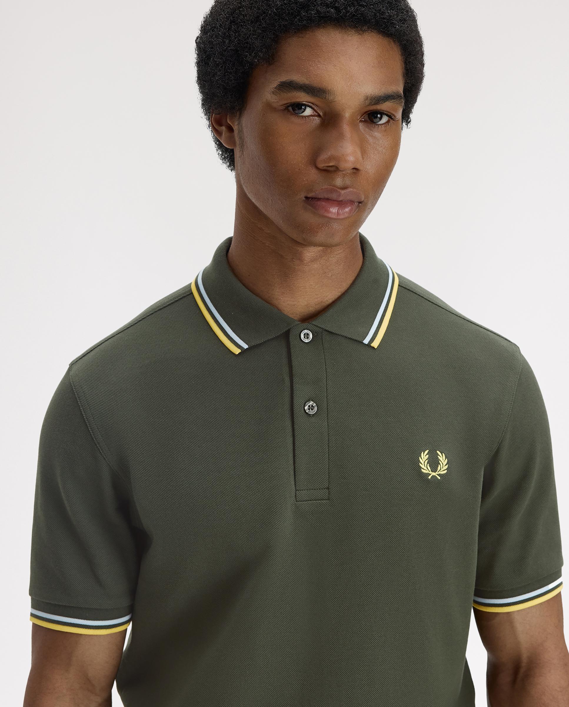 Polo de hombre de piqué de algodón manga corta - Fred Perry - Verde militar Verde militar-3