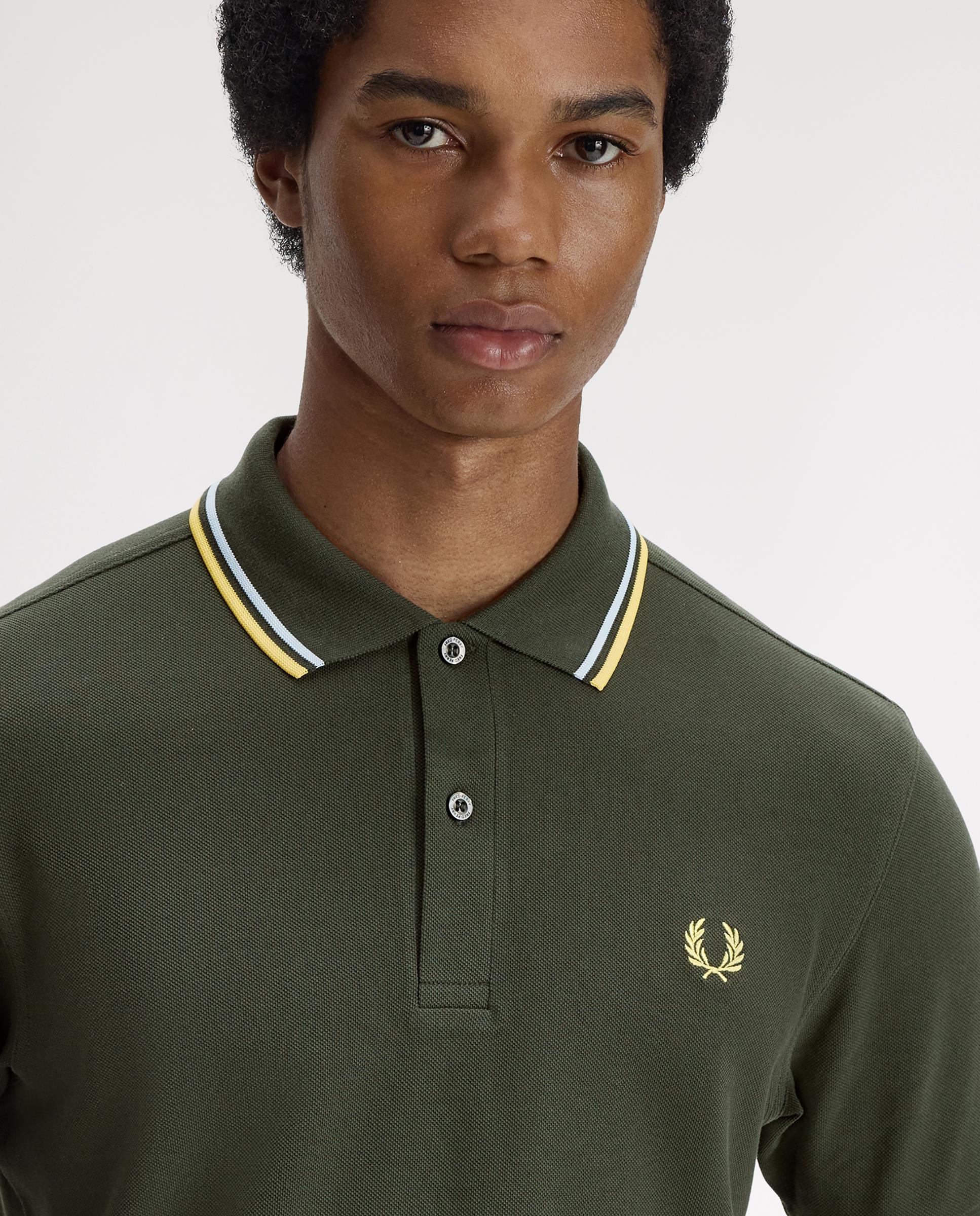 Polo de hombre de piqué de algodón manga corta - Fred Perry - Verde militar Verde militar-4