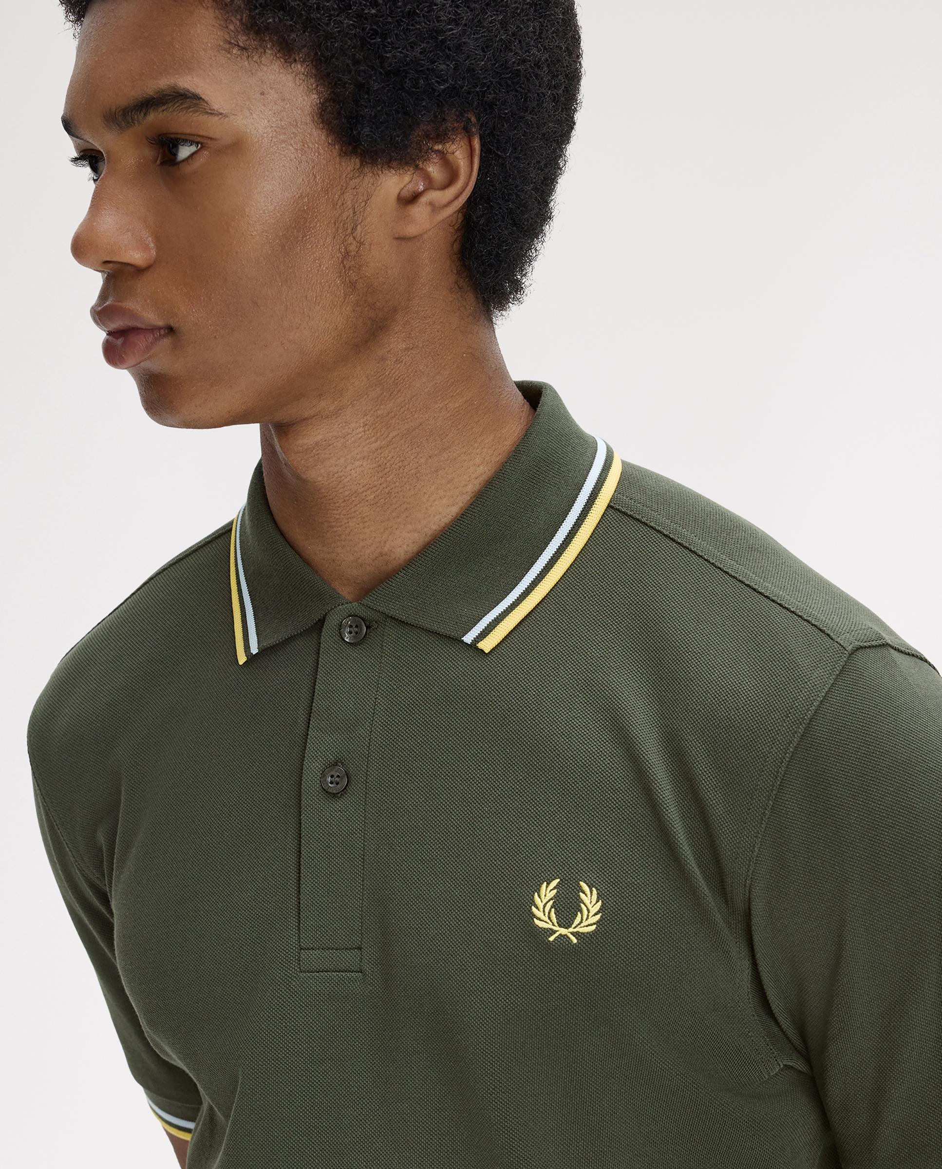 Polo de hombre de piqué de algodón manga corta - Fred Perry - Verde militar Verde militar-5