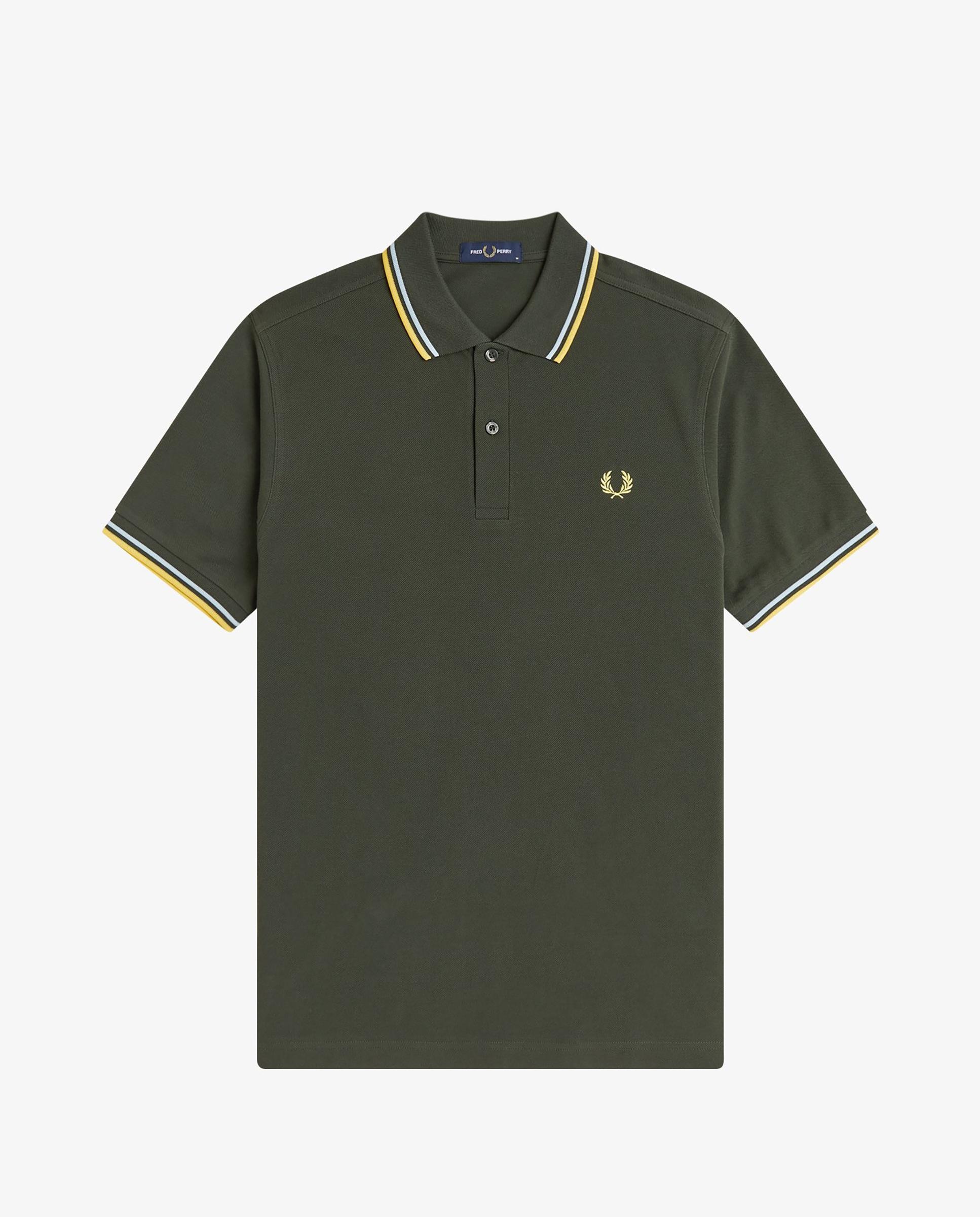 Polo de hombre de piqué de algodón manga corta - Fred Perry - Verde militar Verde militar-7