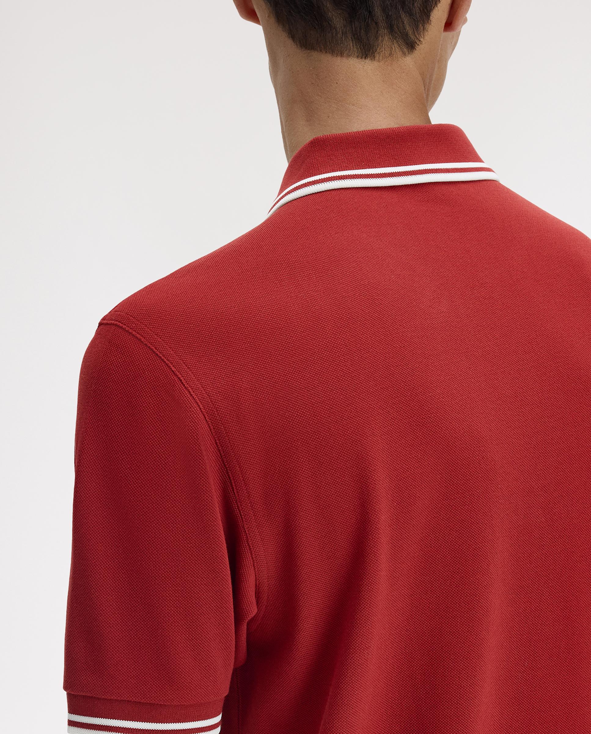 Polo de hombre de piqué de algodón manga corta - Fred Perry - Rojo / Blanco Rojo / Blanco-5