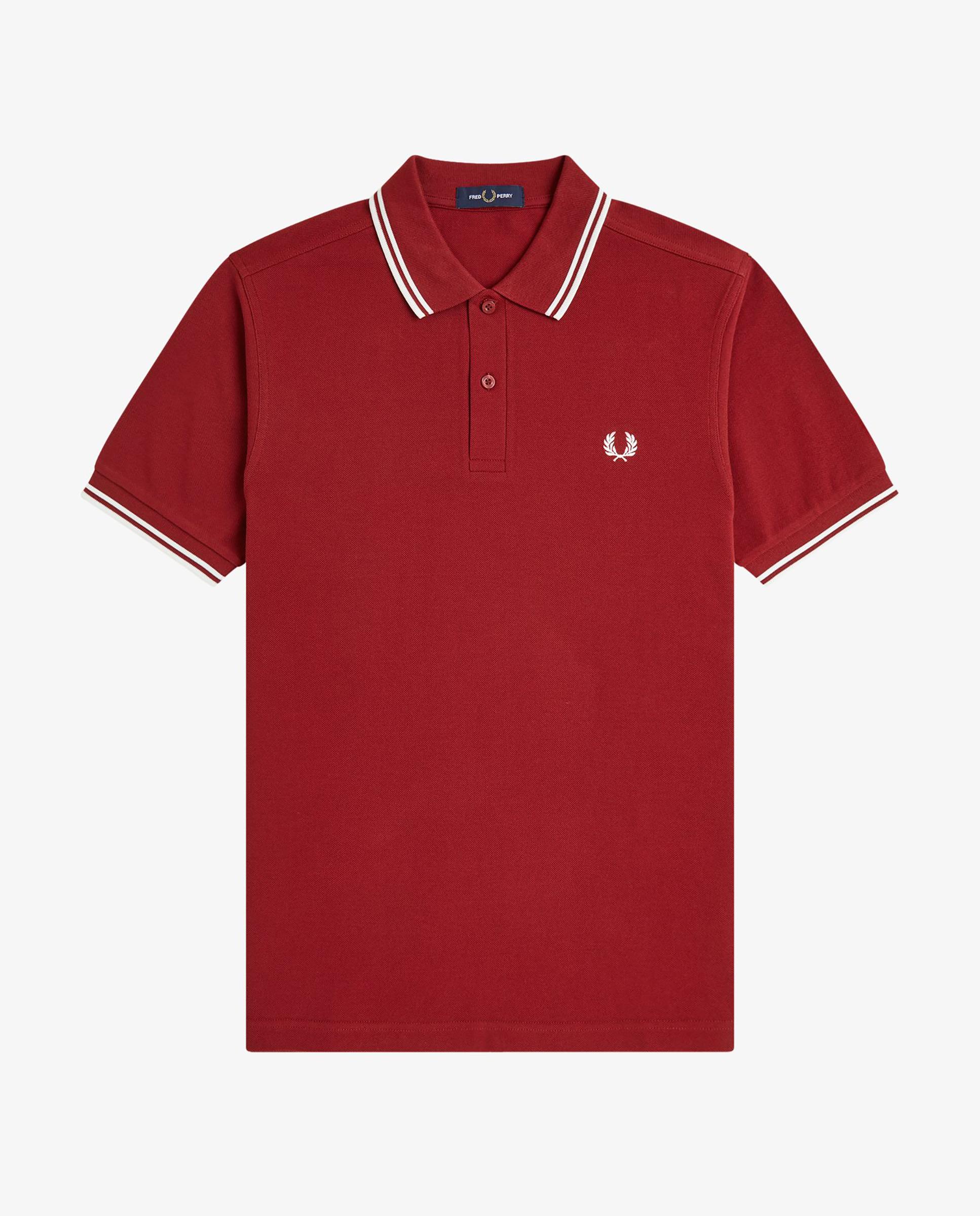 Polo de hombre de piqué de algodón manga corta - Fred Perry - Rojo / Blanco Rojo / Blanco-7