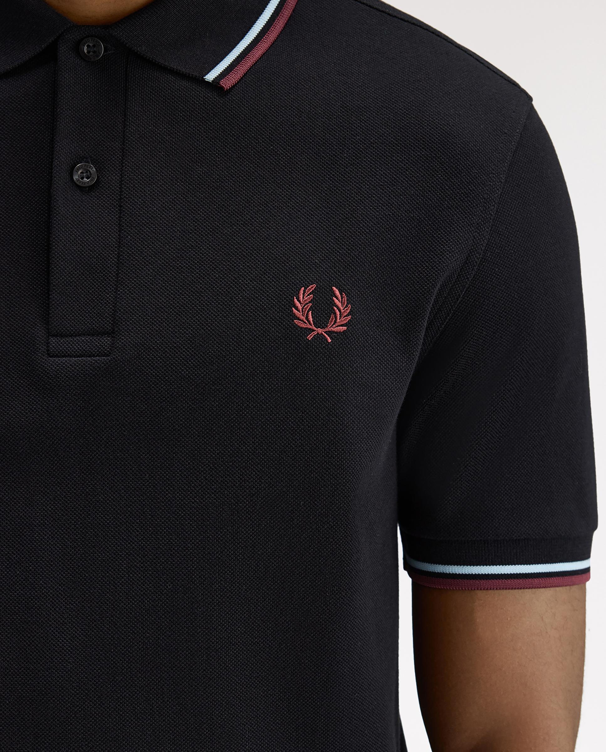 Polo de hombre de piqué de algodón manga corta - Fred Perry - Negro / Rojo / Blanco Negro / Rojo / Blanco-5