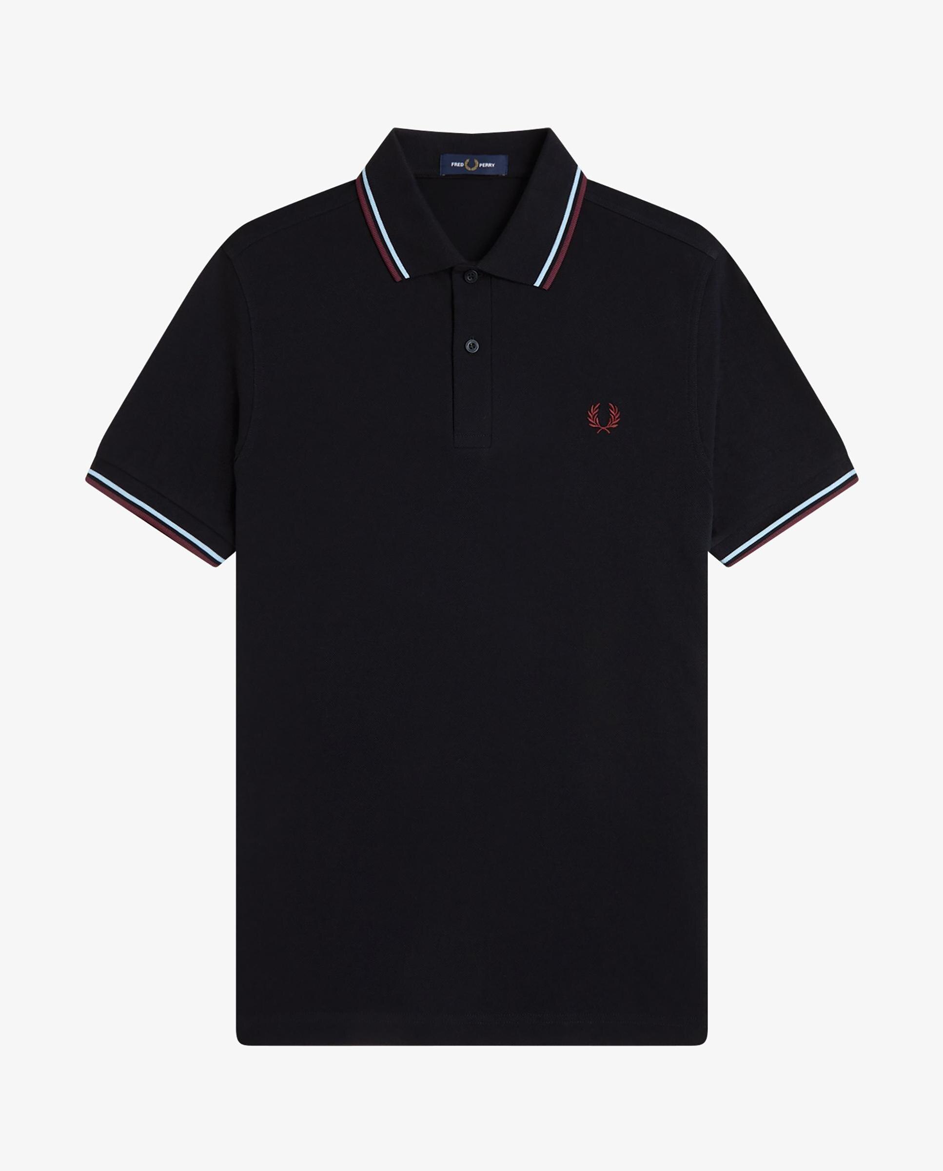Polo de hombre de piqué de algodón manga corta - Fred Perry - Negro / Rojo / Blanco Negro / Rojo / Blanco-7