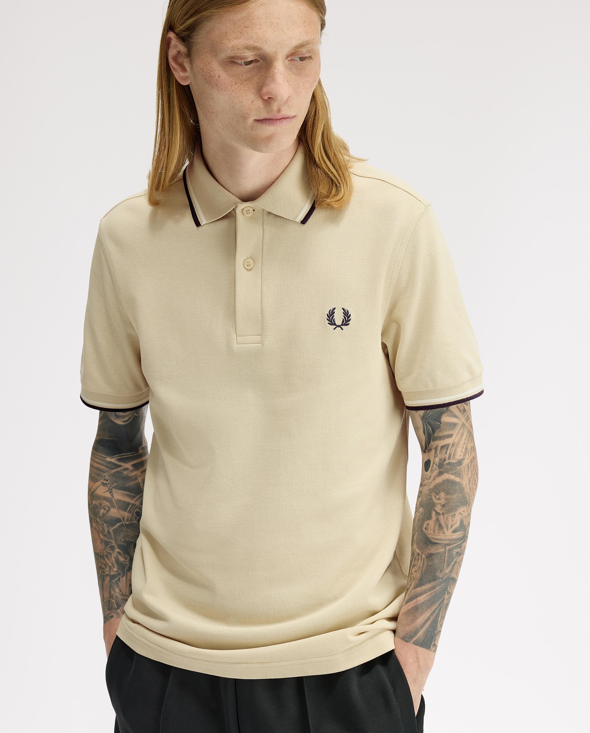 Polo de hombre de piqué de algodón manga corta - Fred Perry - Beige Beige-3