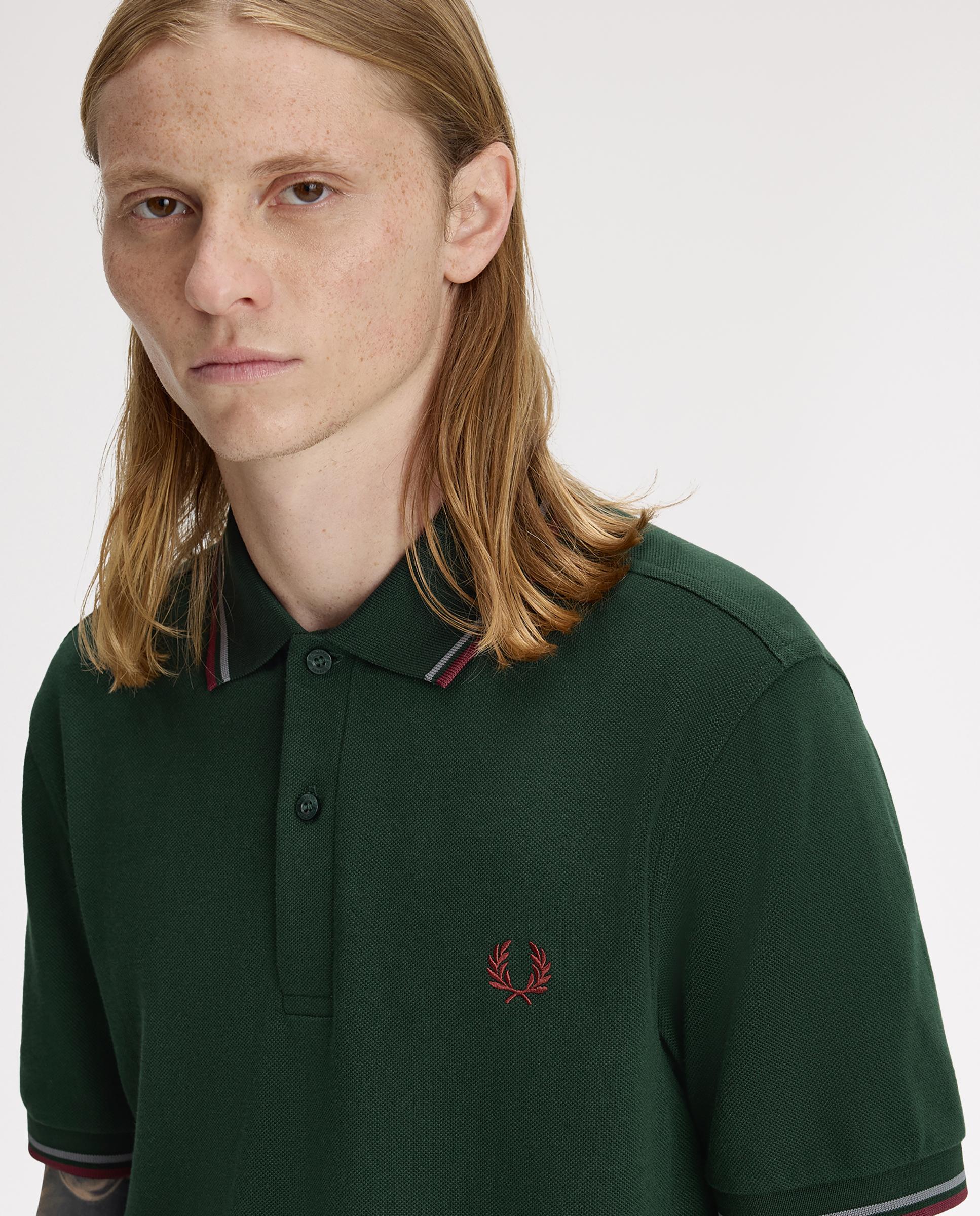 Polo de hombre de piqué de algodón manga corta - Fred Perry - Verde grisáceo Verde grisáceo-6