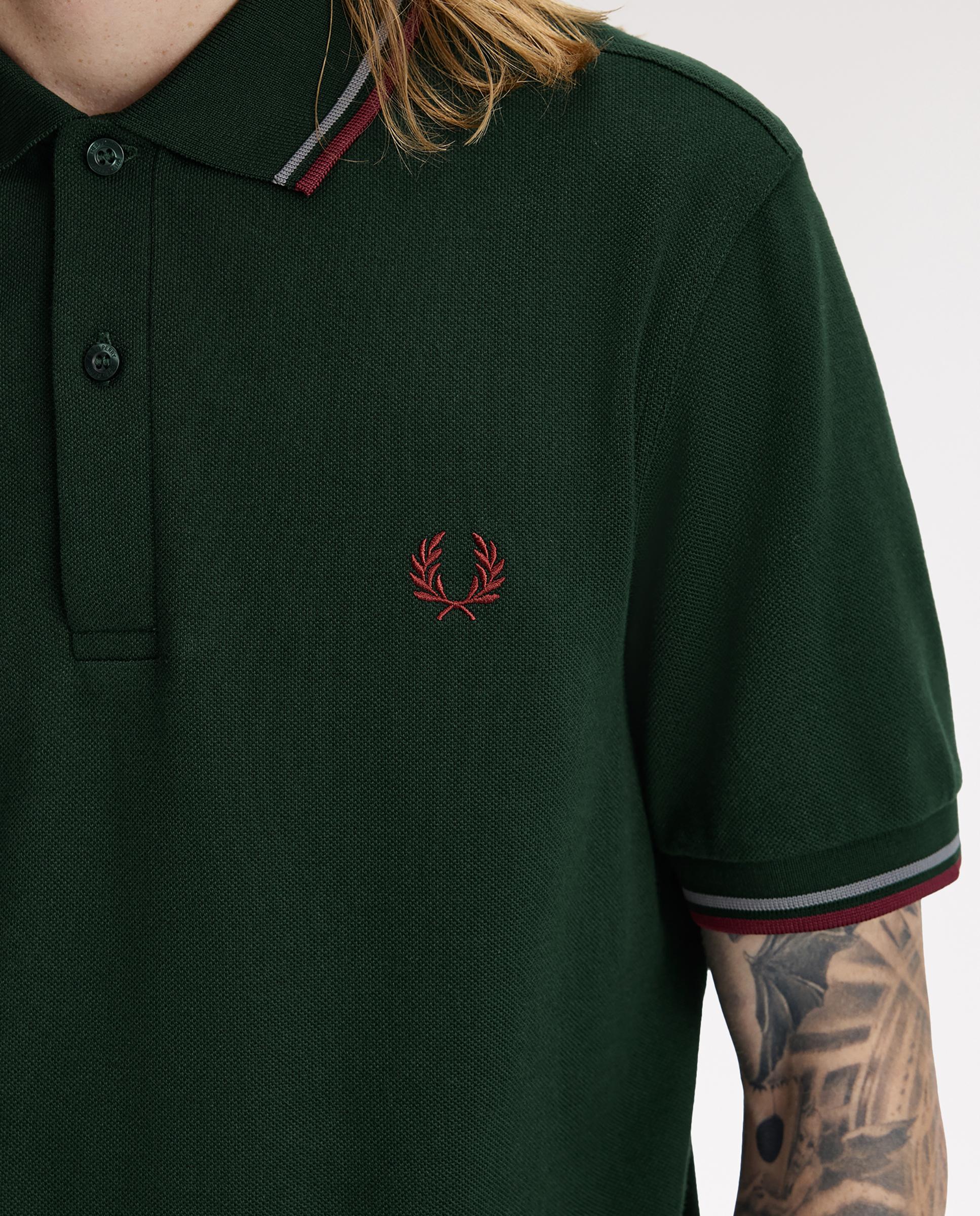 Polo de hombre de piqué de algodón manga corta - Fred Perry - Verde grisáceo Verde grisáceo-7