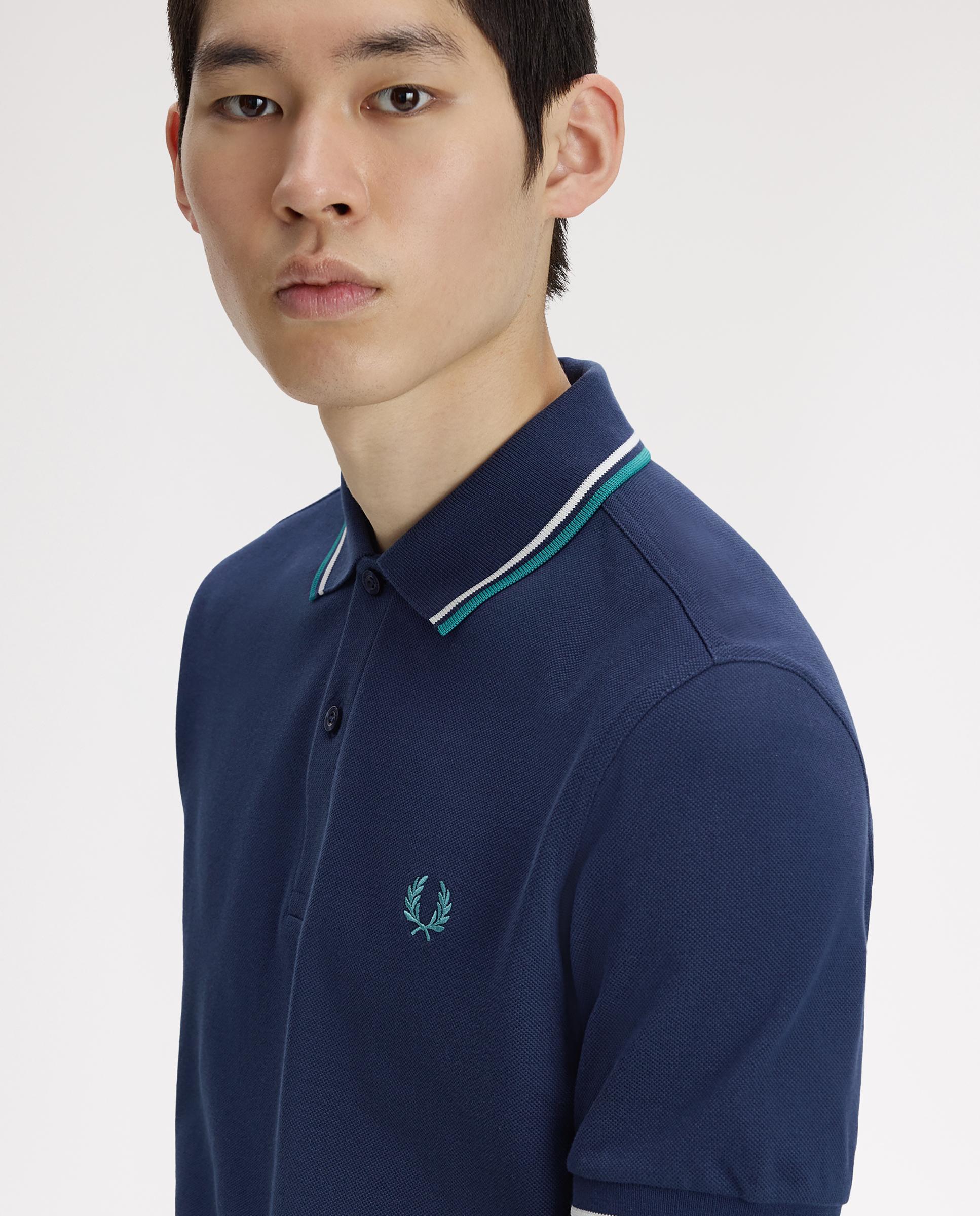 Polo de hombre de piqué de algodón manga corta - Fred Perry - Azul índigo Azul índigo-5