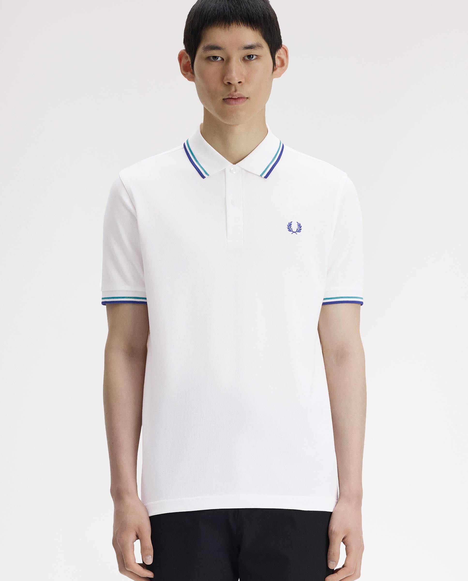 Polo de hombre de piqué de algodón manga corta - Fred Perry - Blanco Blanco-1