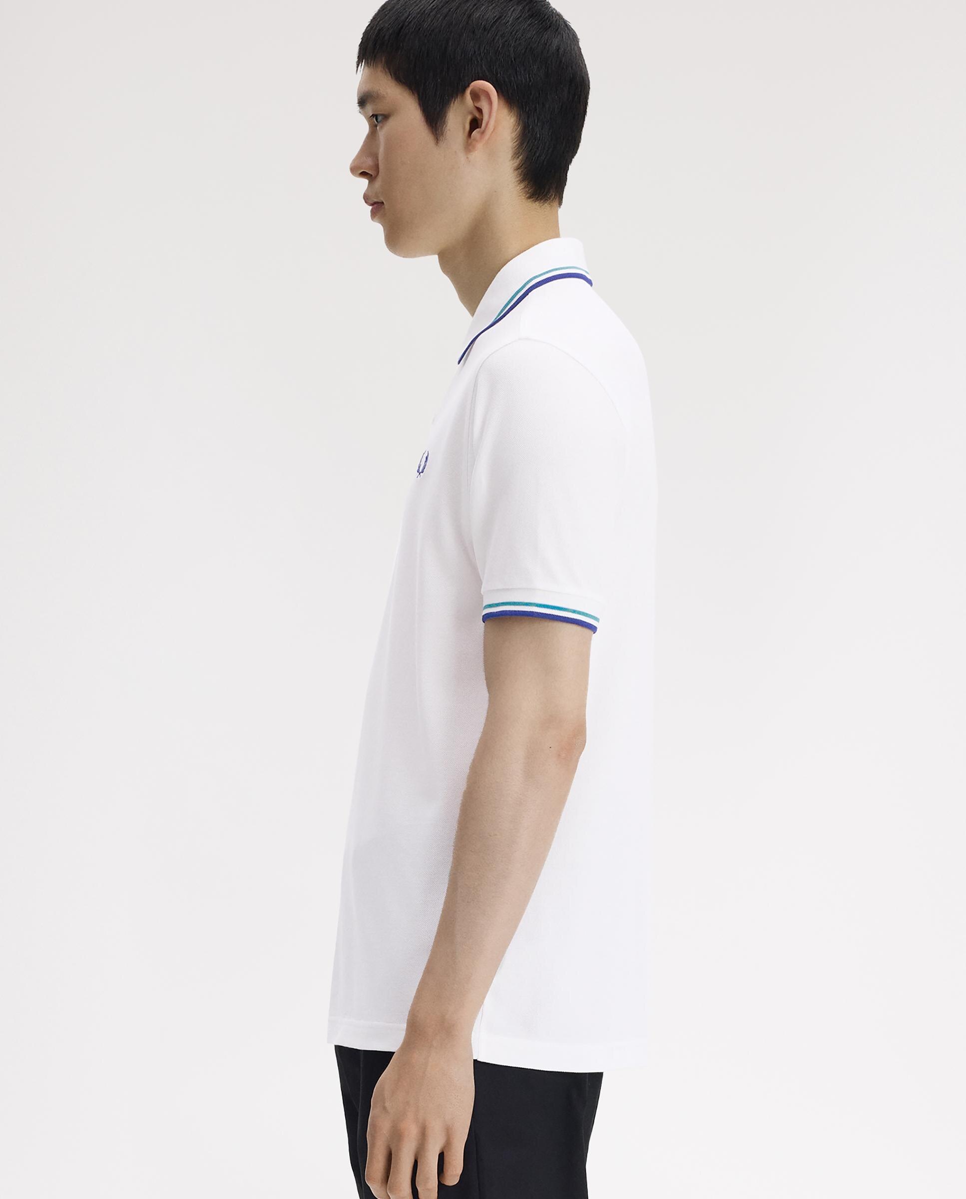 Polo de hombre de piqué de algodón manga corta - Fred Perry - Blanco Blanco-2
