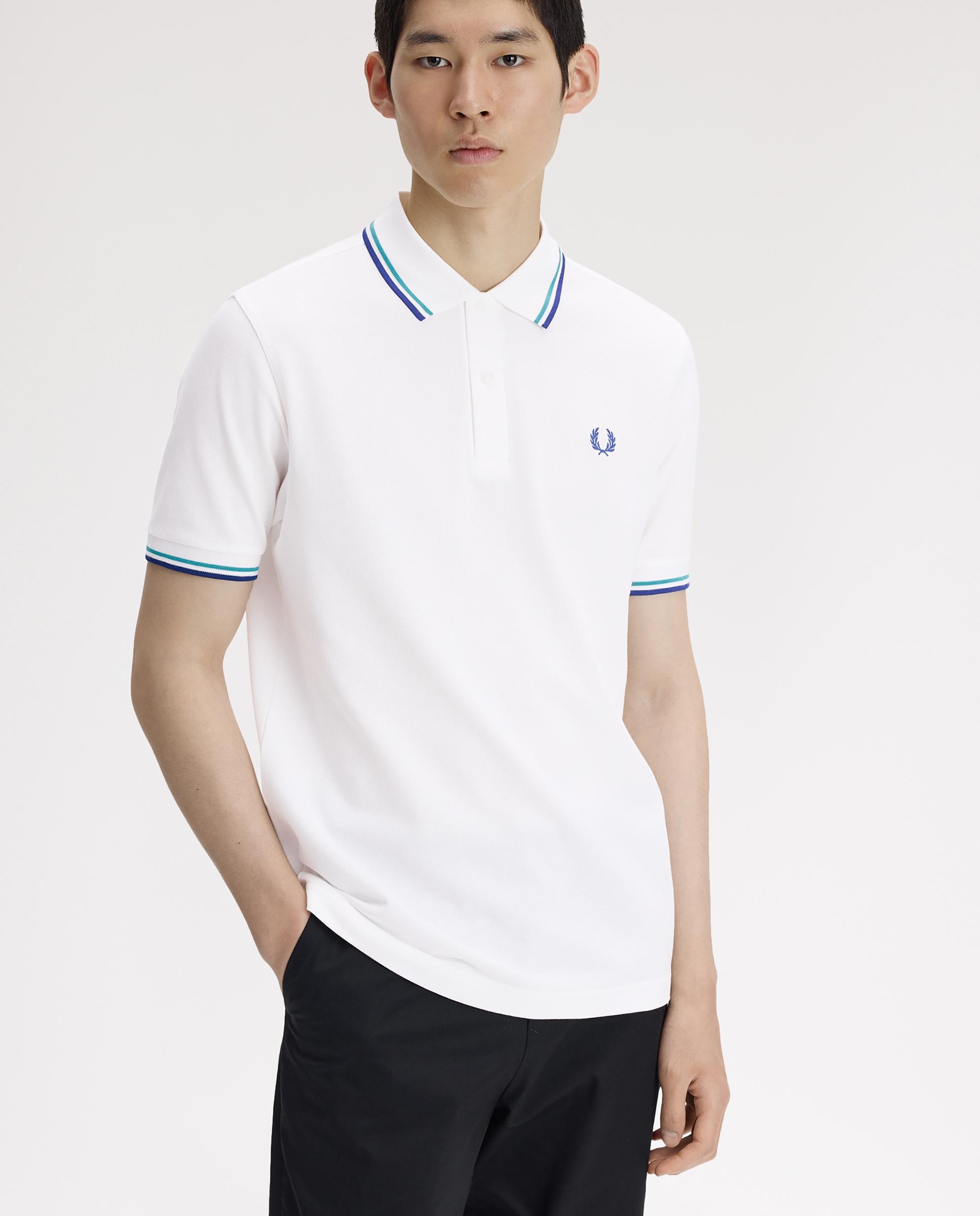 Polo de hombre de piqué de algodón manga corta - Fred Perry - Blanco Blanco-3