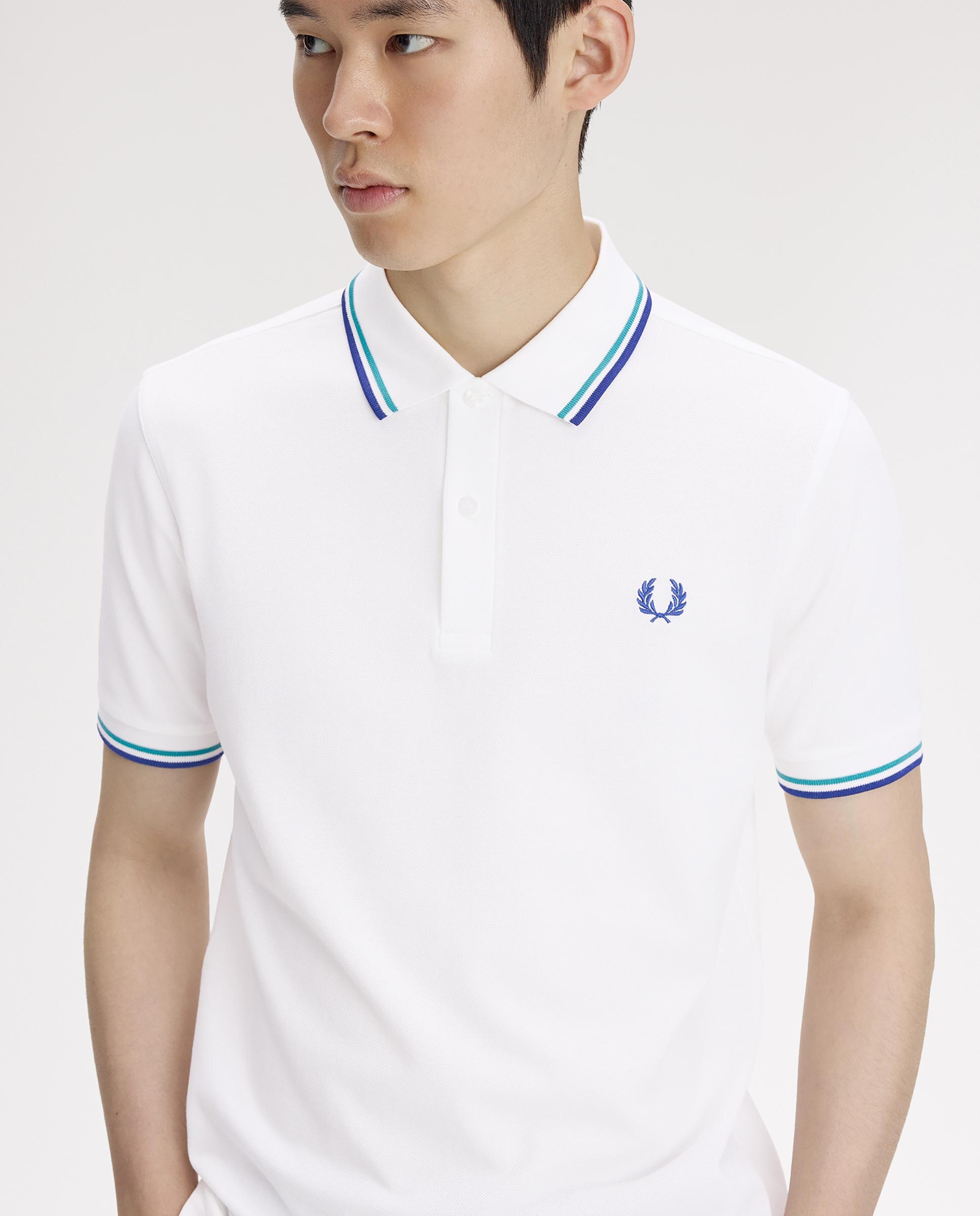 Polo de hombre de piqué de algodón manga corta - Fred Perry - Blanco Blanco-4