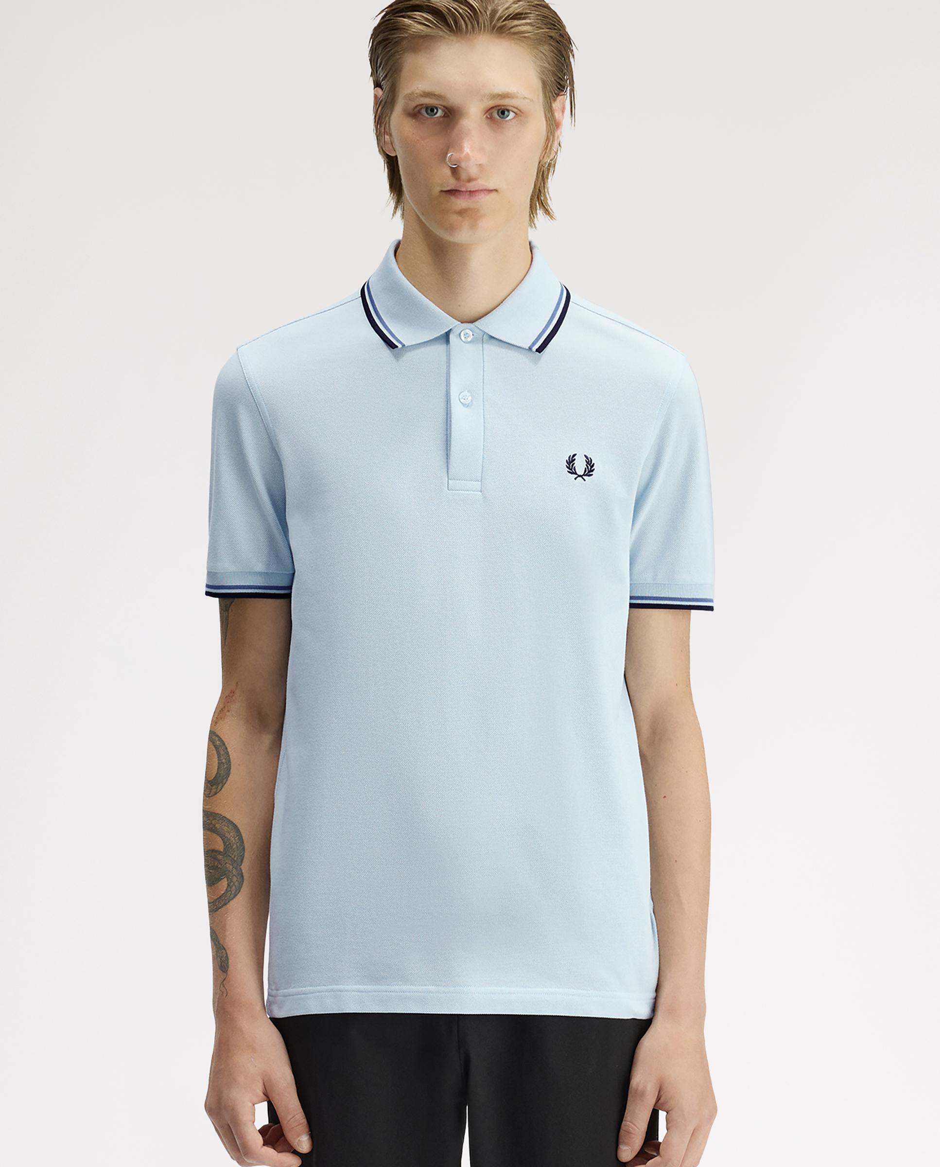 Polo de hombre de piqué de algodón manga corta - Fred Perry - Cielo Cielo-1