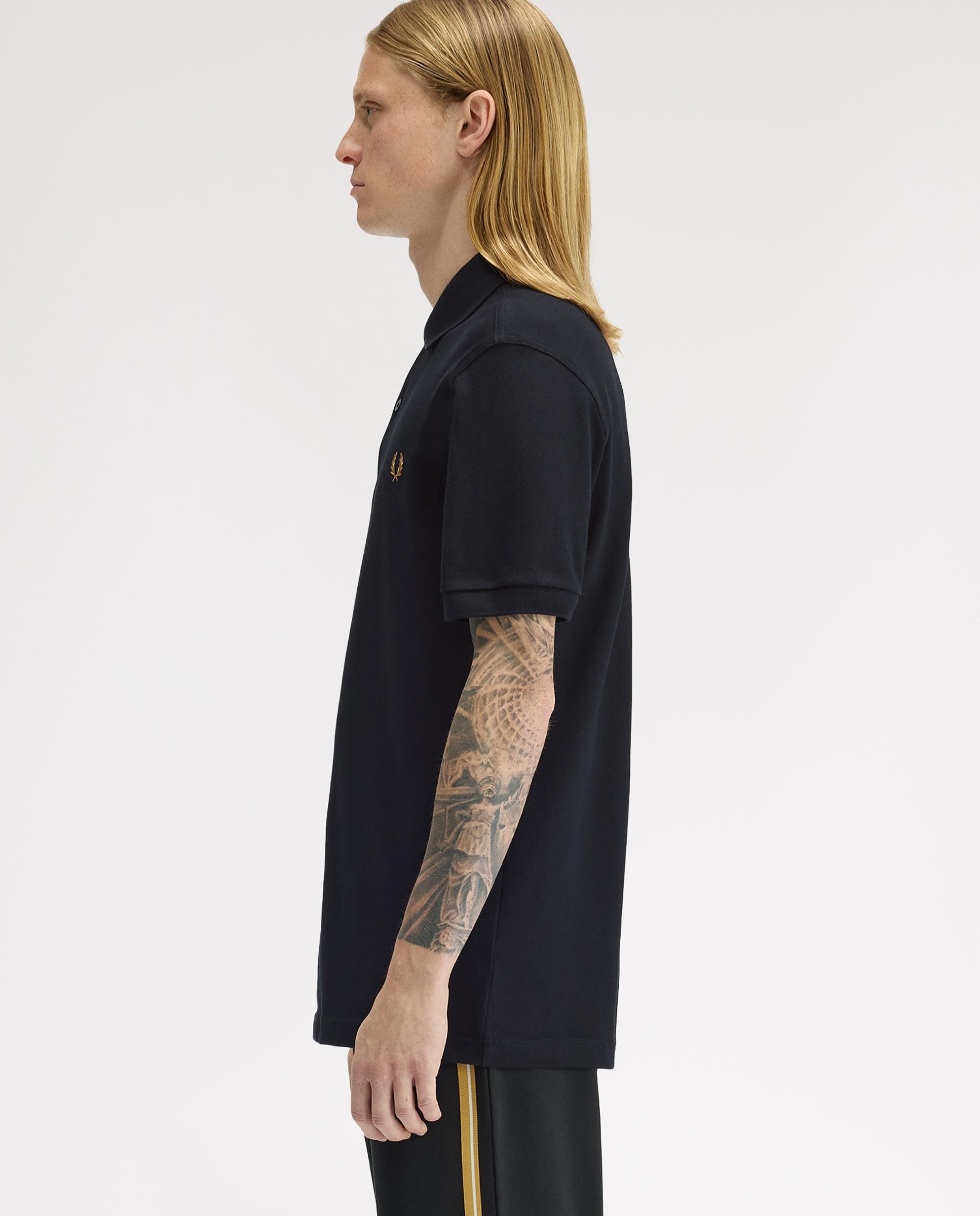 Polo de hombre liso de manga corta en piqué de algodón - Fred Perry - Negro Negro-2