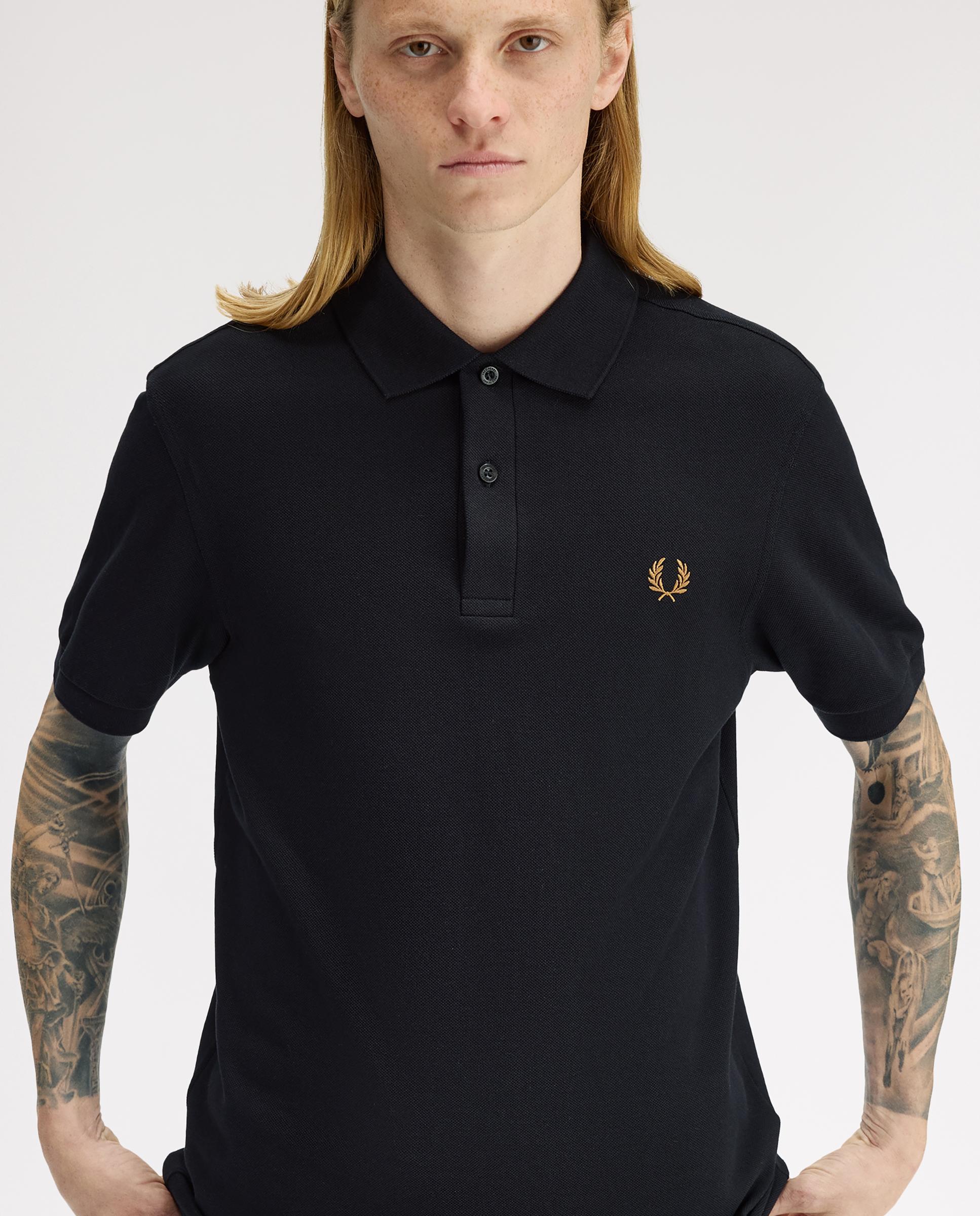 Polo de hombre liso de manga corta en piqué de algodón - Fred Perry - Negro Negro-3