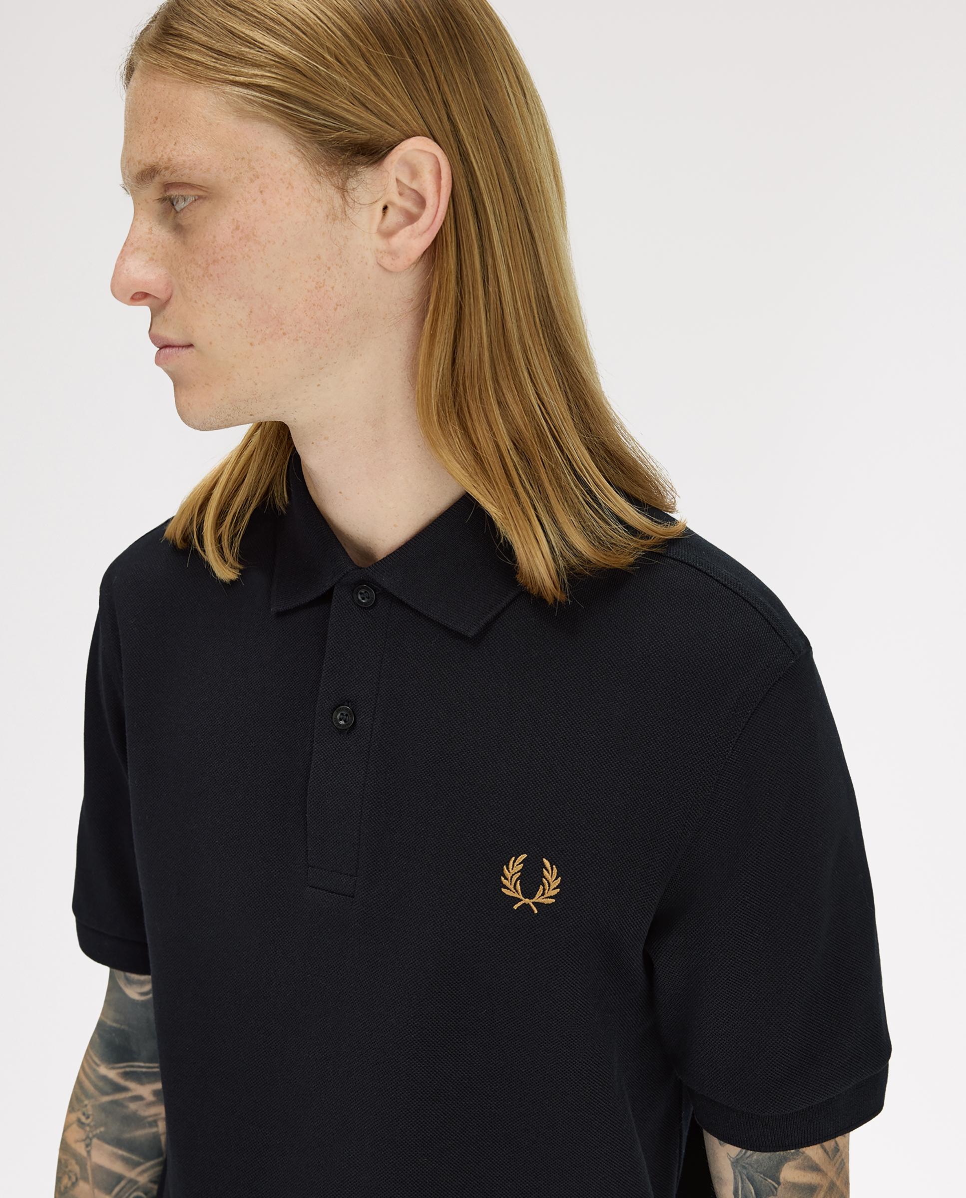 Polo de hombre liso de manga corta en piqué de algodón - Fred Perry - Negro Negro-4