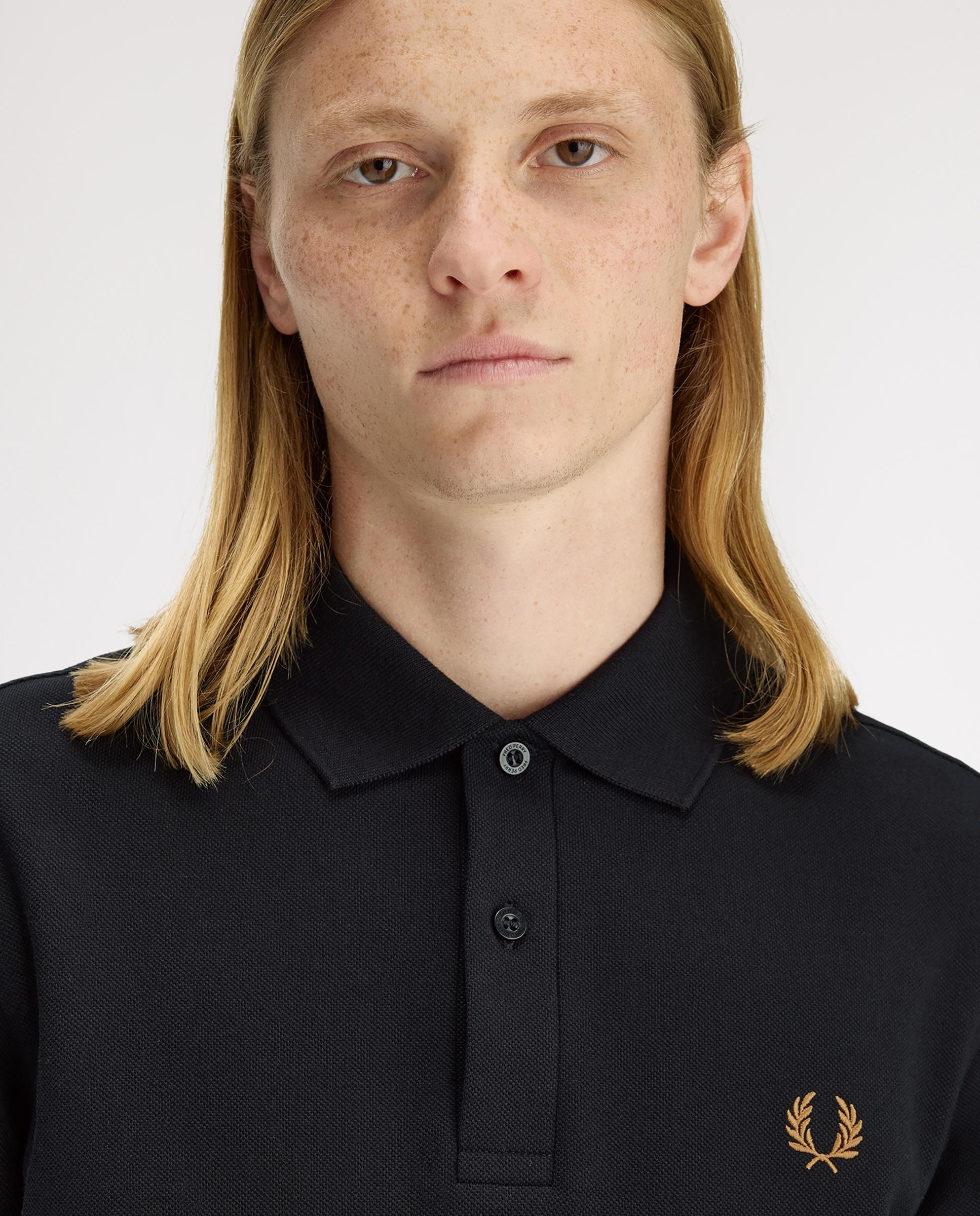 Polo de hombre liso de manga corta en piqué de algodón - Fred Perry - Negro Negro-6