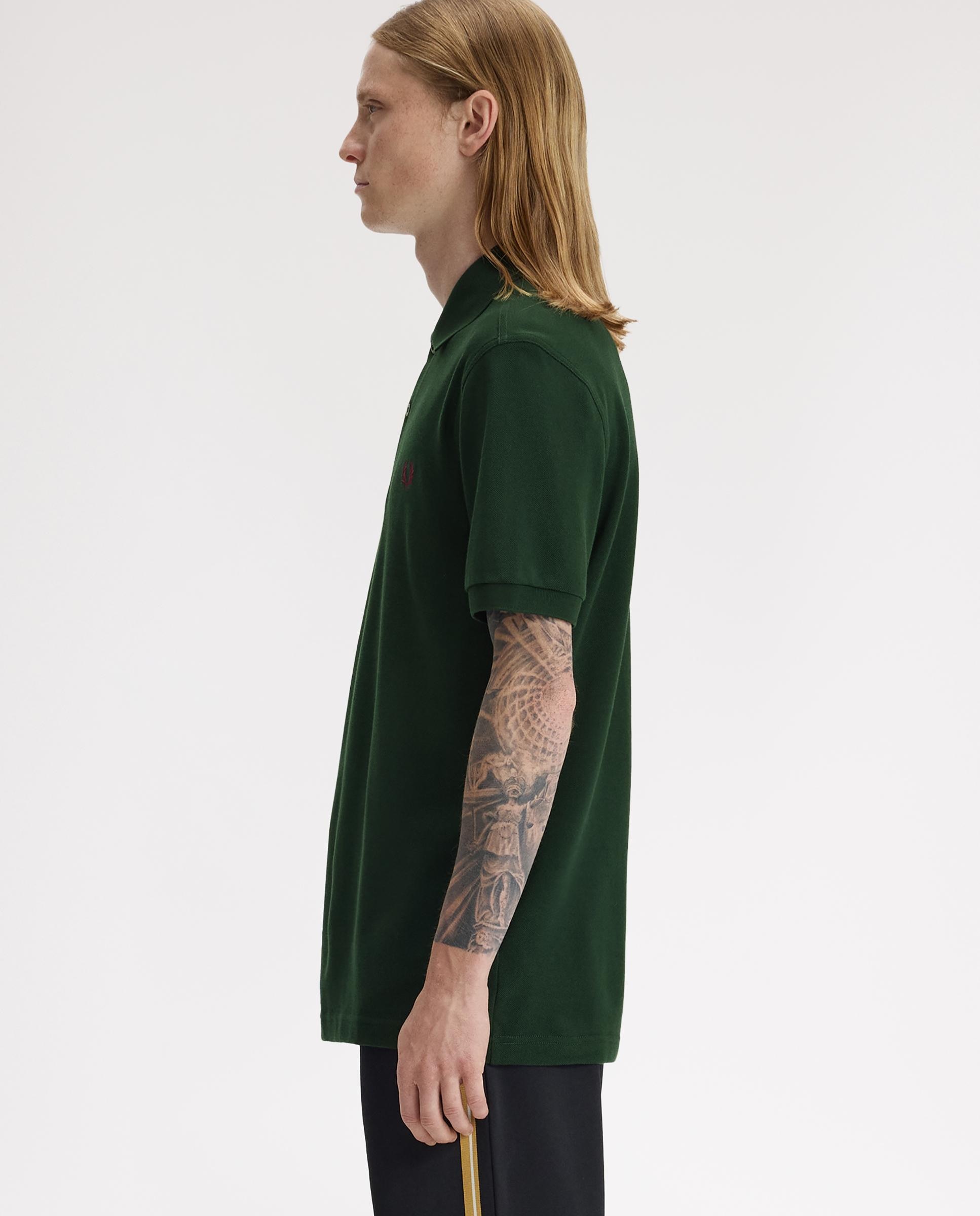 Polo de hombre liso de manga corta en piqué de algodón - Fred Perry - Verde cadete Verde cadete-2