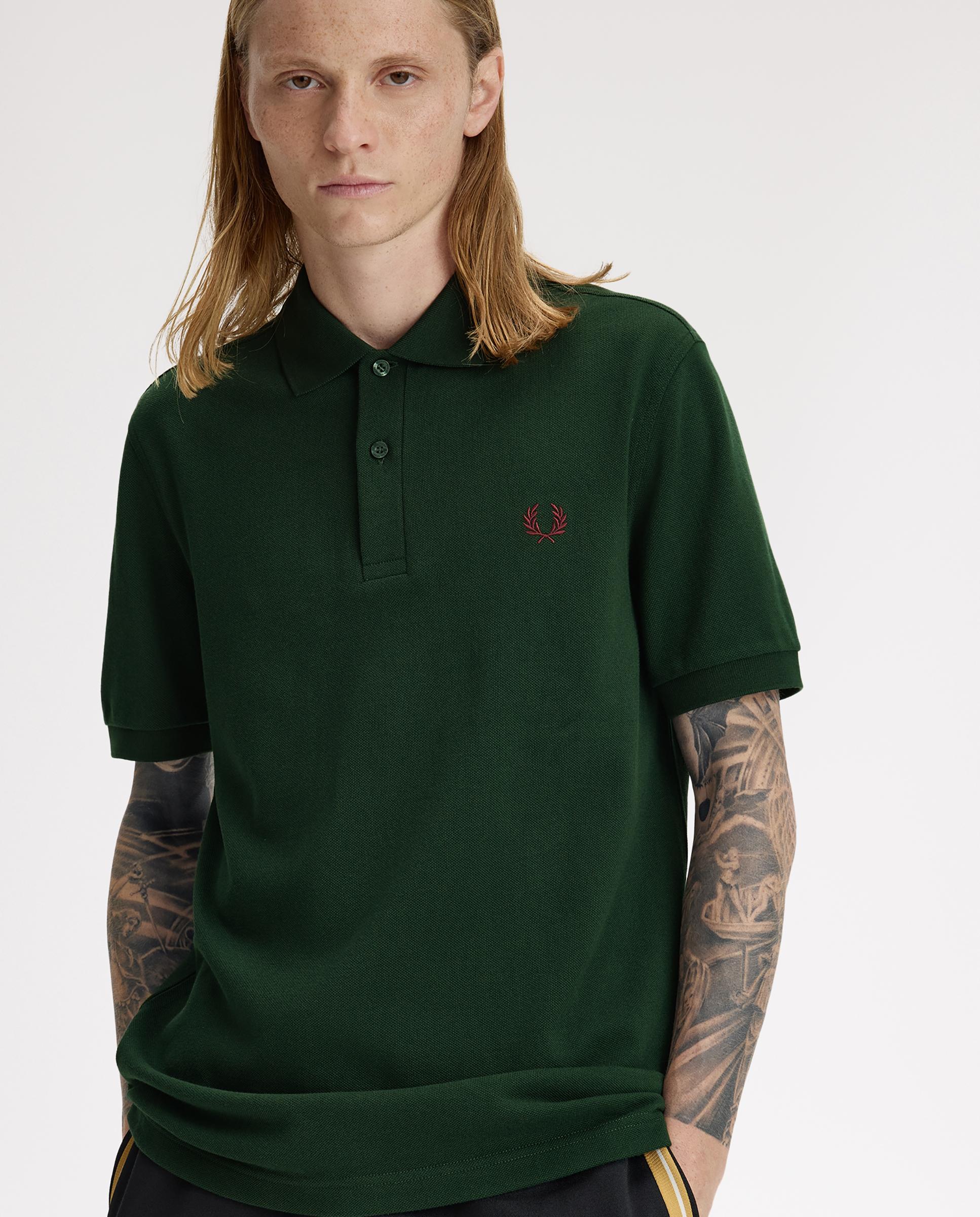 Polo de hombre liso de manga corta en piqué de algodón - Fred Perry - Verde cadete Verde cadete-3