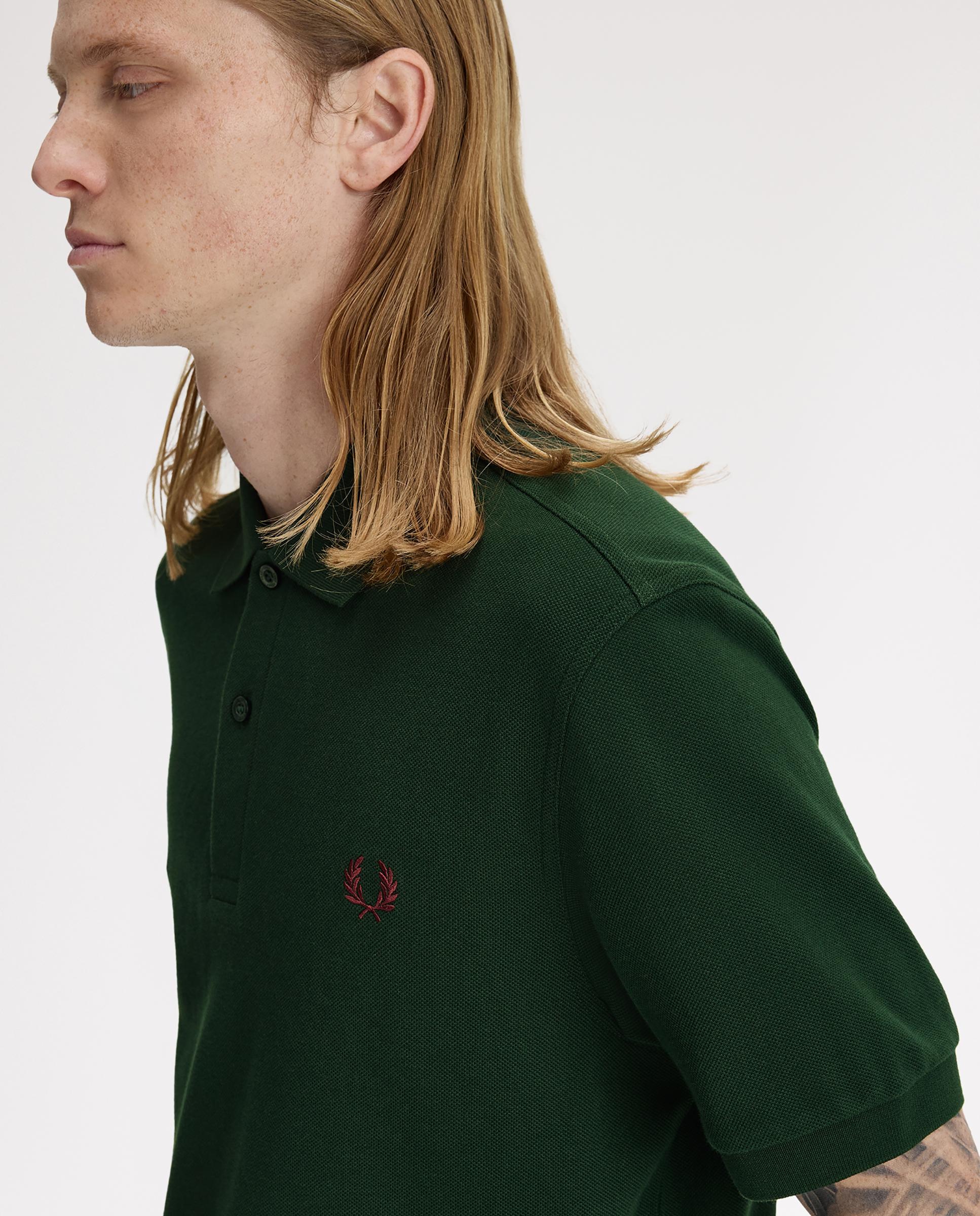 Polo de hombre liso de manga corta en piqué de algodón - Fred Perry - Verde cadete Verde cadete-4