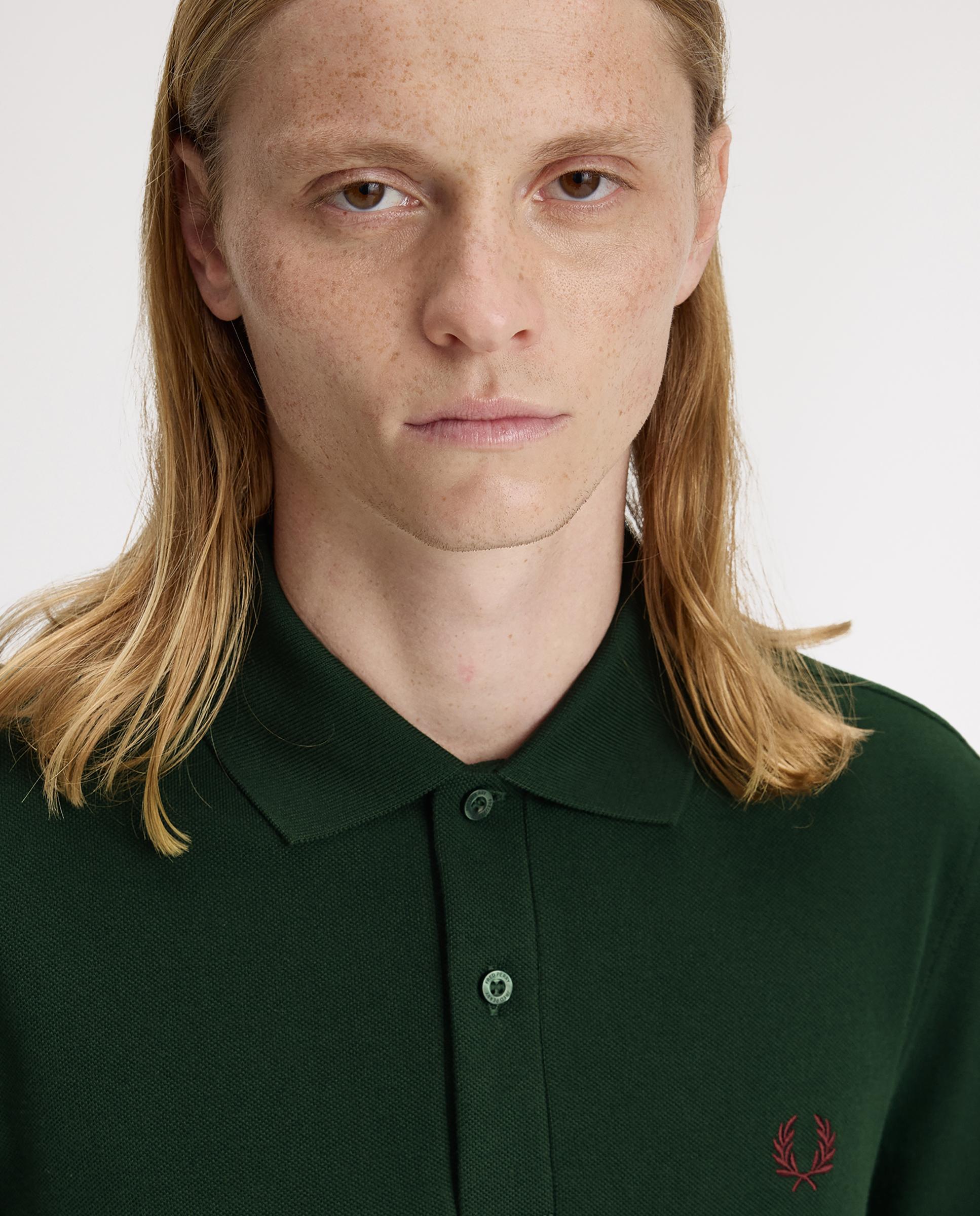 Polo de hombre liso de manga corta en piqué de algodón - Fred Perry - Verde cadete Verde cadete-6