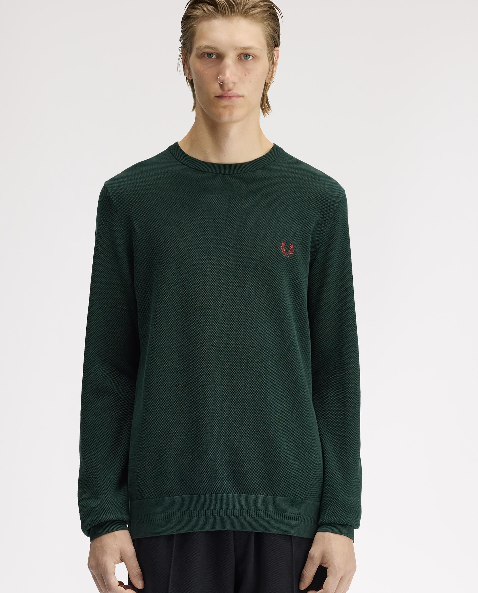 Imagen 1 de Jersey de hombre liso con cuello redondo - Fred Perry - Verde oscuro Verde oscuro