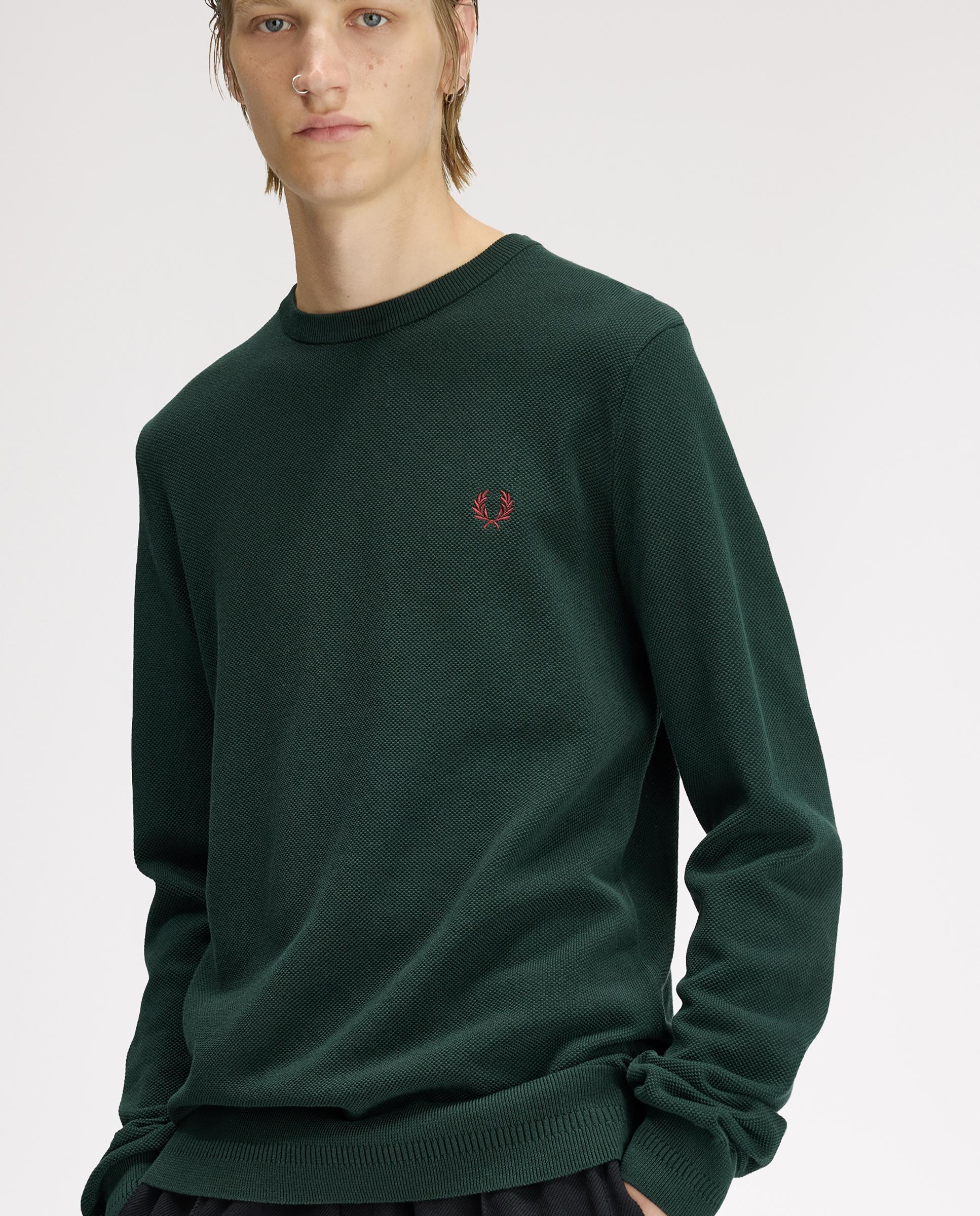 Imagen 3 de Jersey de hombre liso con cuello redondo - Fred Perry - Verde oscuro Verde oscuro