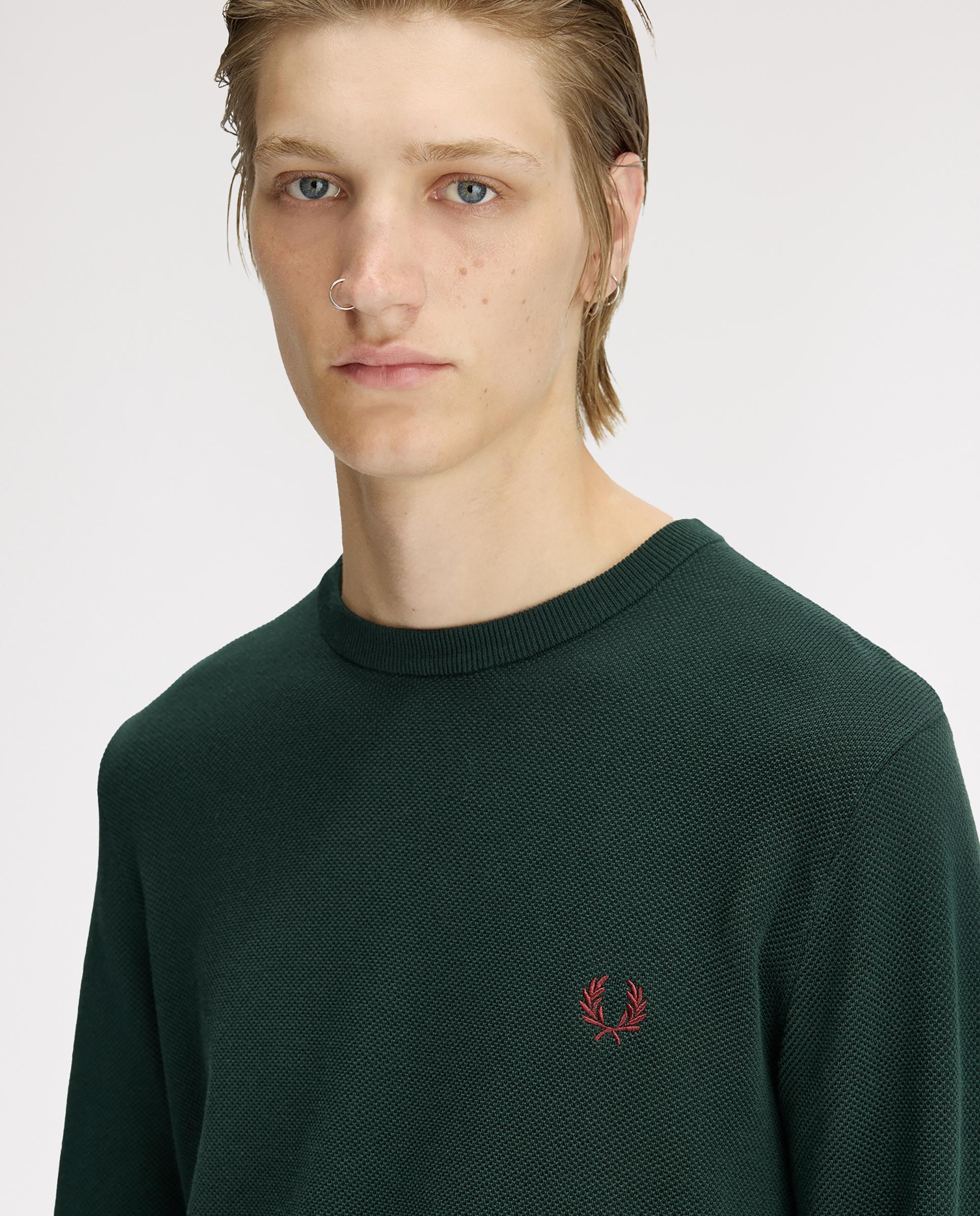 Imagen 4 de Jersey de hombre liso con cuello redondo - Fred Perry - Verde oscuro Verde oscuro