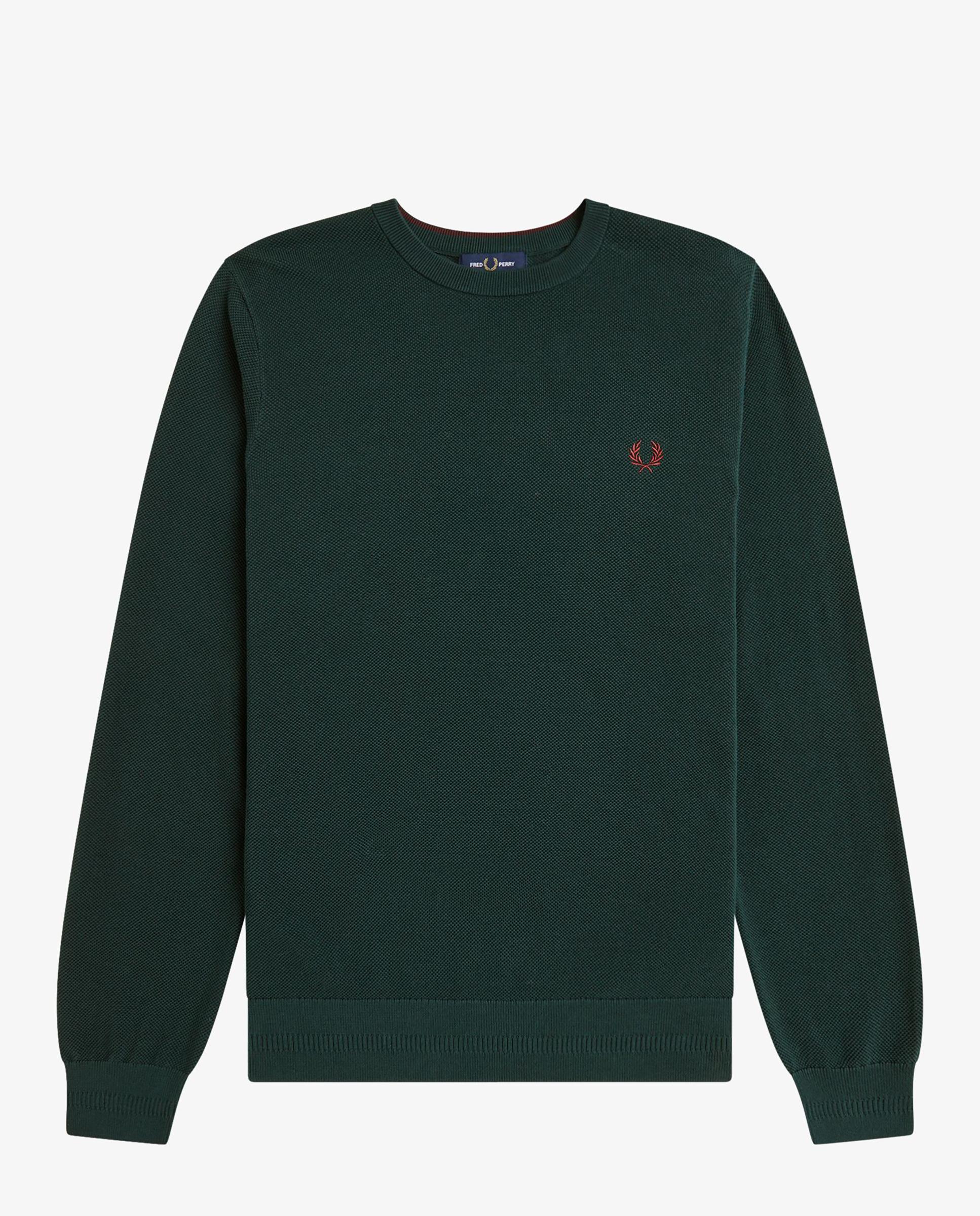 Imagen 7 de Jersey de hombre liso con cuello redondo - Fred Perry - Verde oscuro Verde oscuro