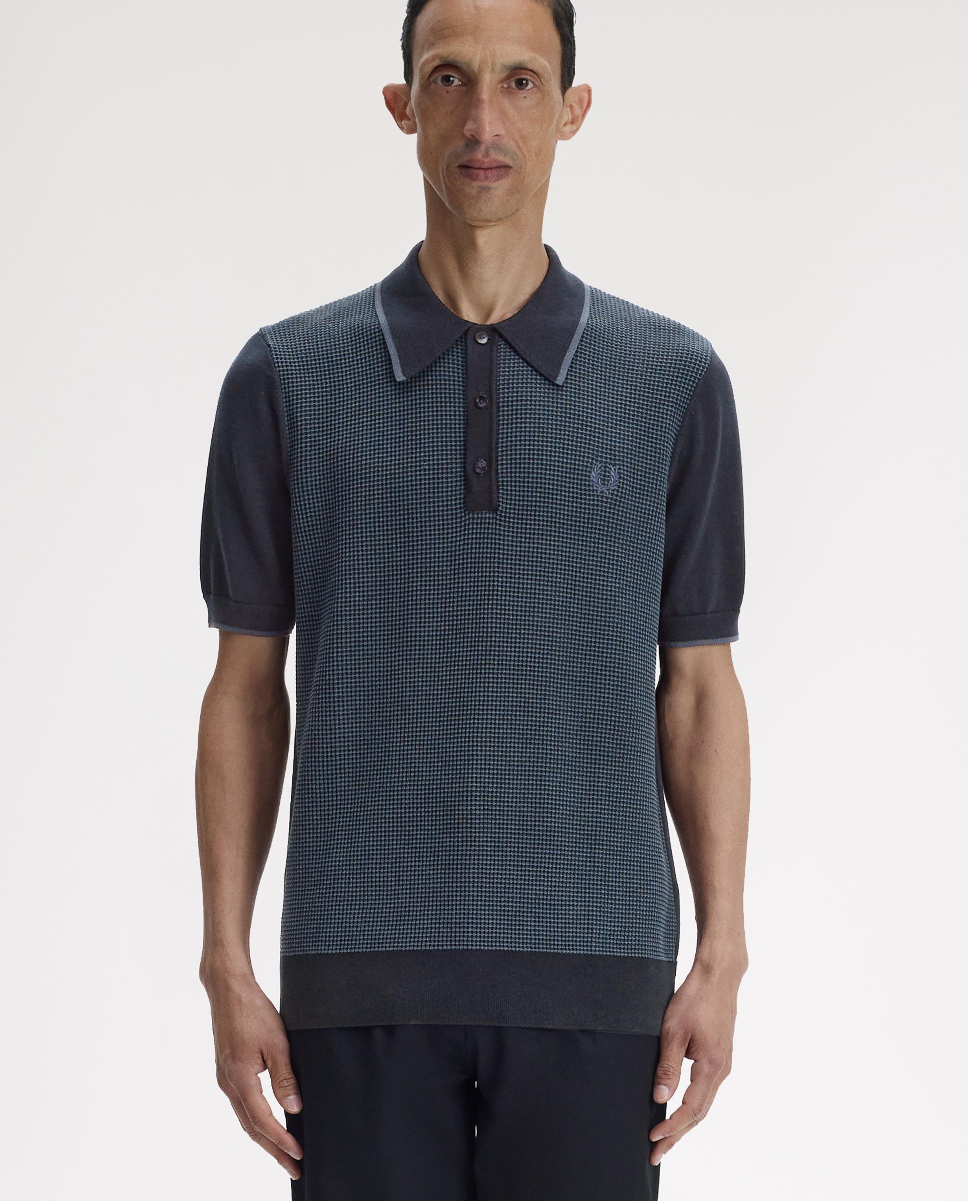 Fred Perry - Jersey de hombre de punto gofre con cuello polo.