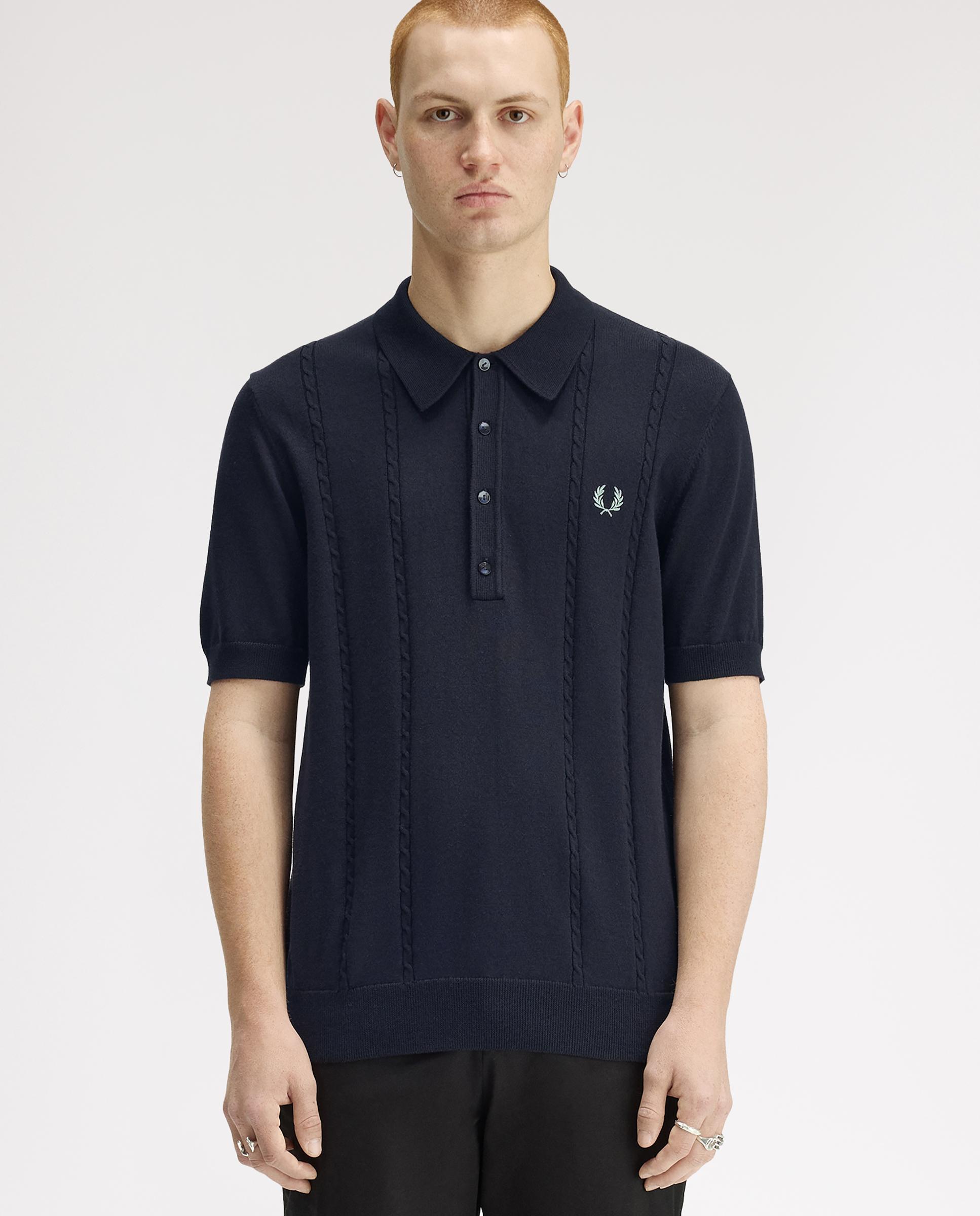 Fred Perry - Jersey de hombre de punto trenzado con cuello polo.