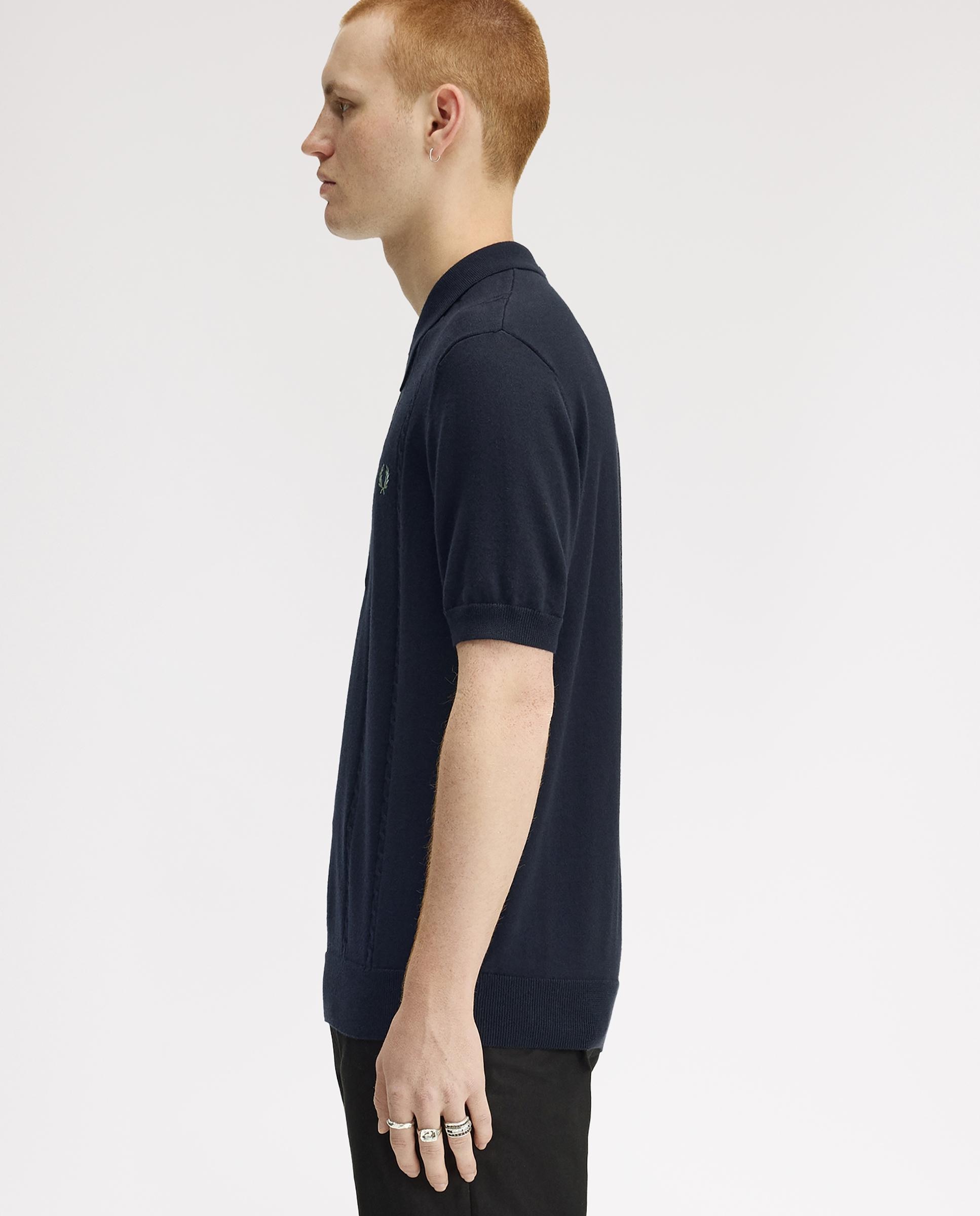 Jersey de hombre de punto trenzado con cuello polo - Fred Perry - Azul marino Azul marino-2
