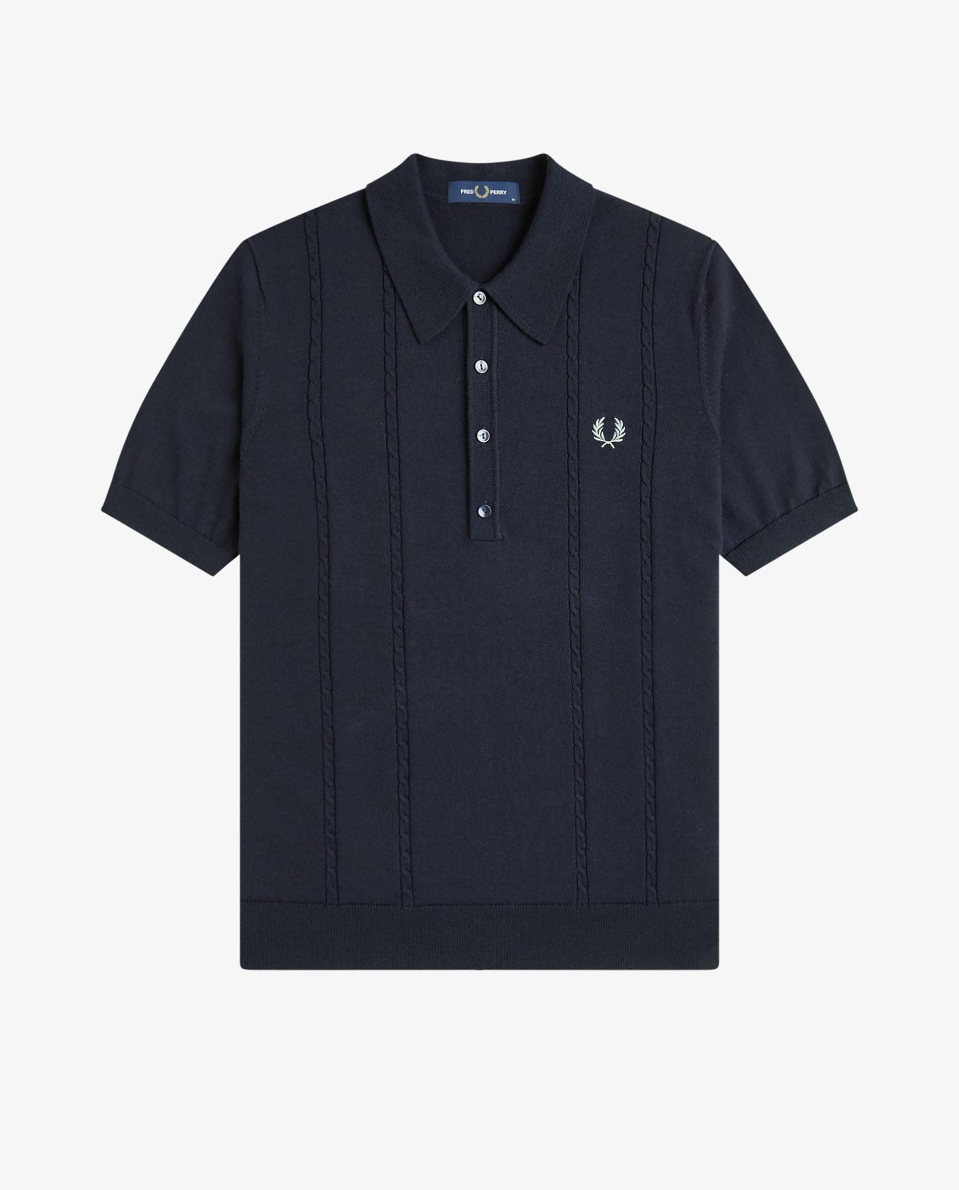 Jersey de hombre de punto trenzado con cuello polo - Fred Perry - Azul marino Azul marino-7
