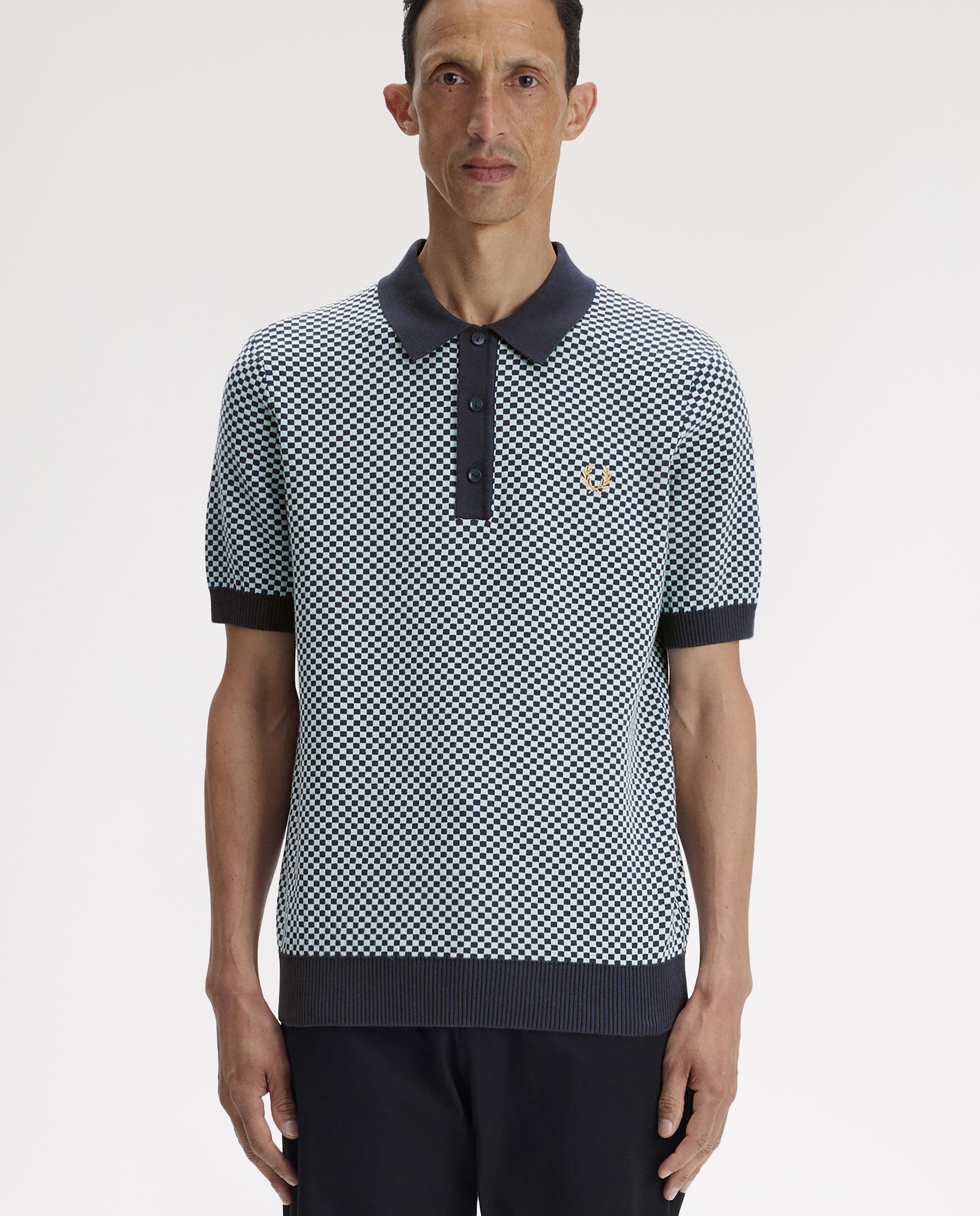 Fred Perry - Jersey de hombre con cuello polo de manga corta a cuadritos.