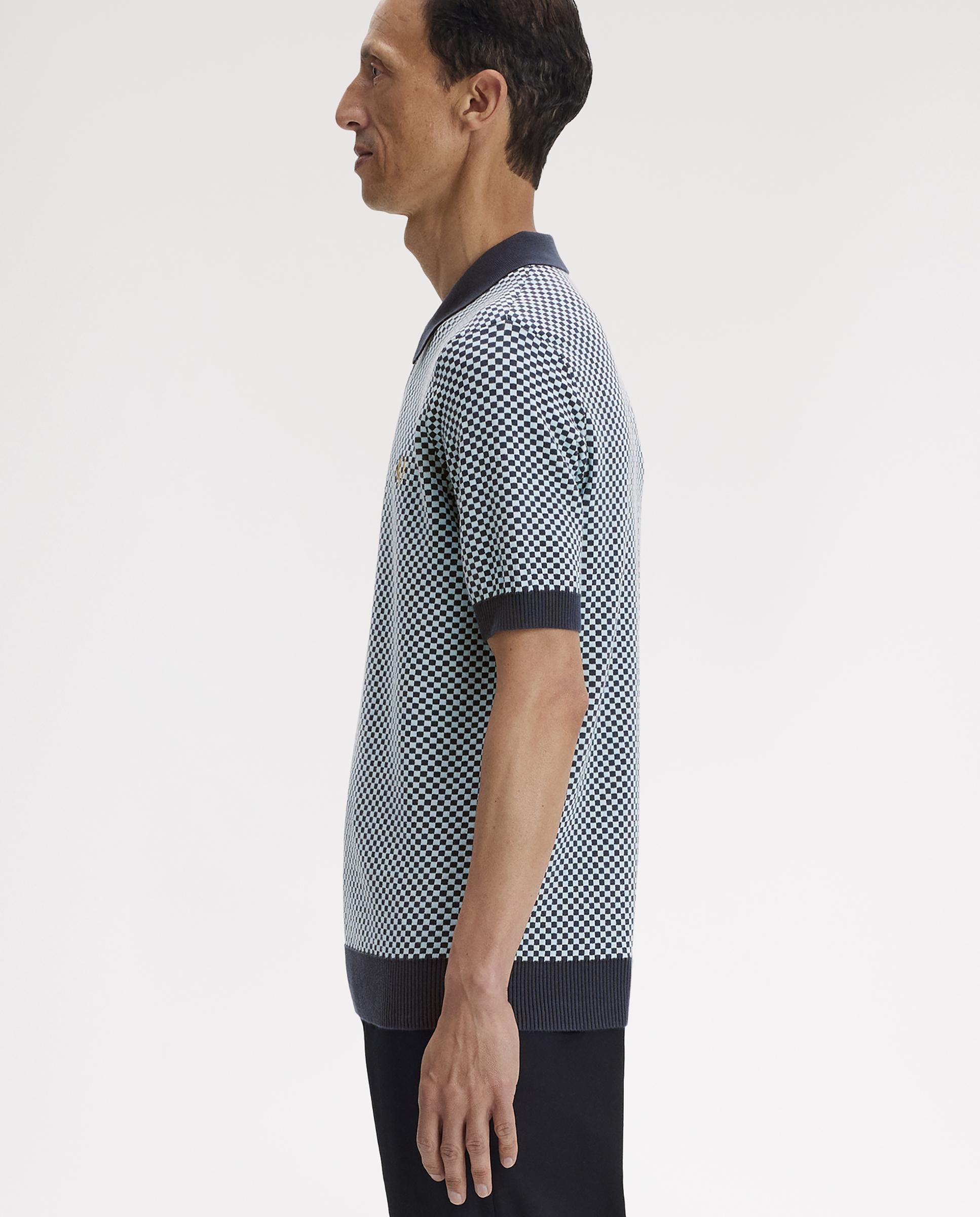 Jersey de hombre con cuello polo de manga corta a cuadritos - Fred Perry - Azul oscuro Azul oscuro-2
