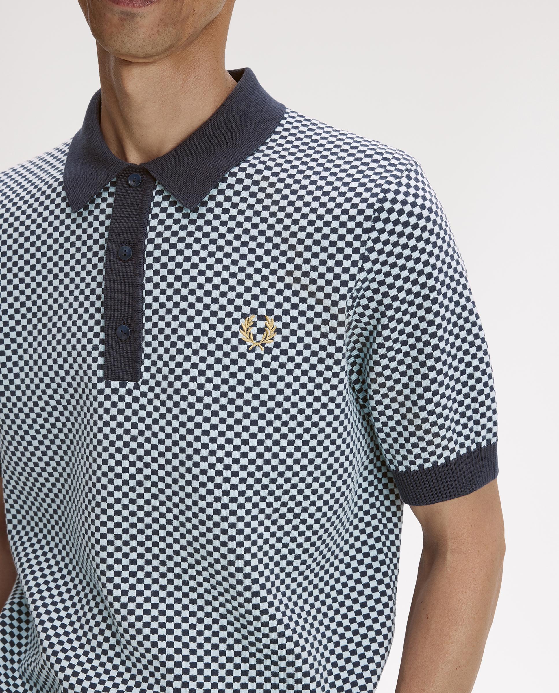 Jersey de hombre con cuello polo de manga corta a cuadritos - Fred Perry - Azul oscuro Azul oscuro-5