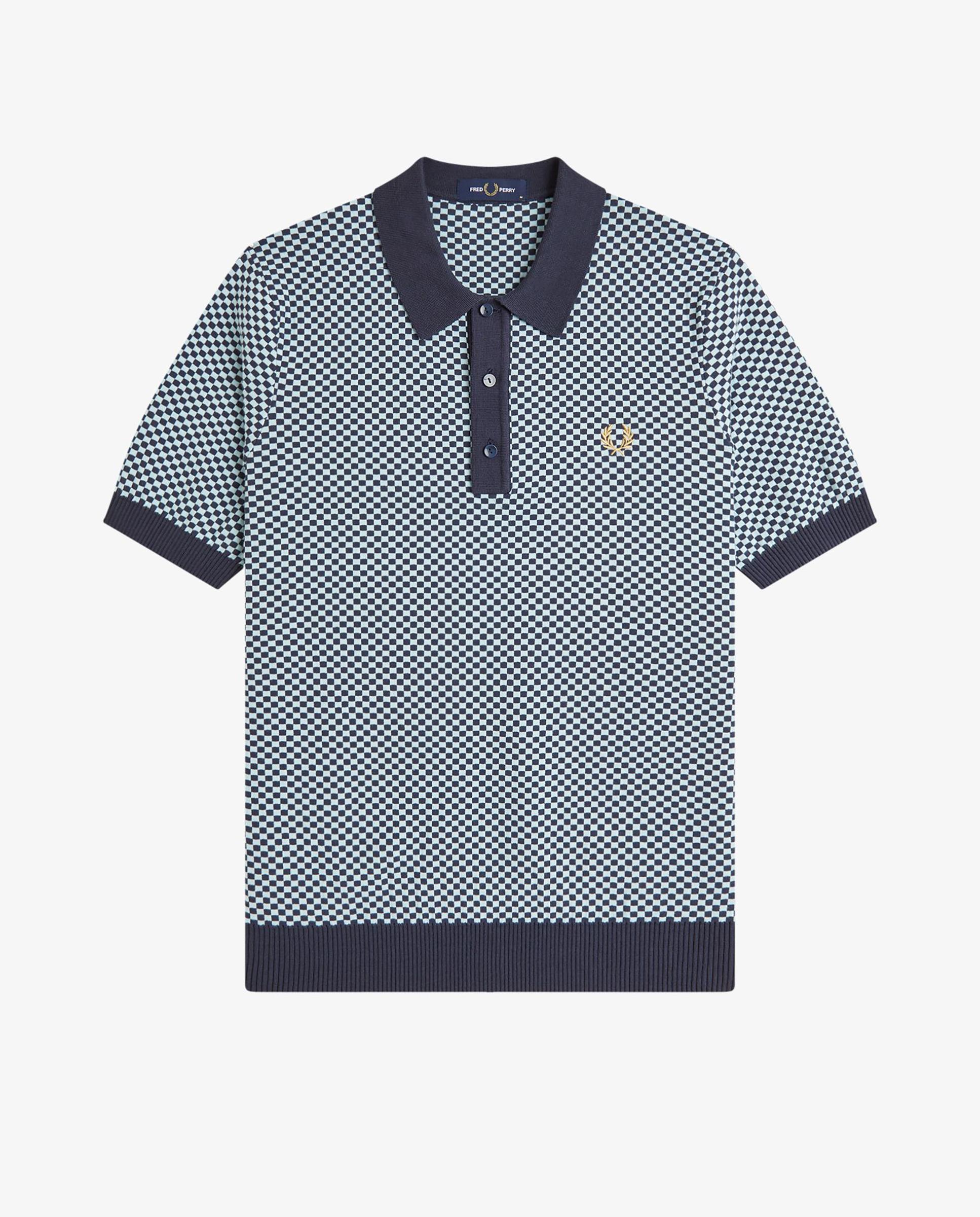 Jersey de hombre con cuello polo de manga corta a cuadritos - Fred Perry - Azul oscuro Azul oscuro-7