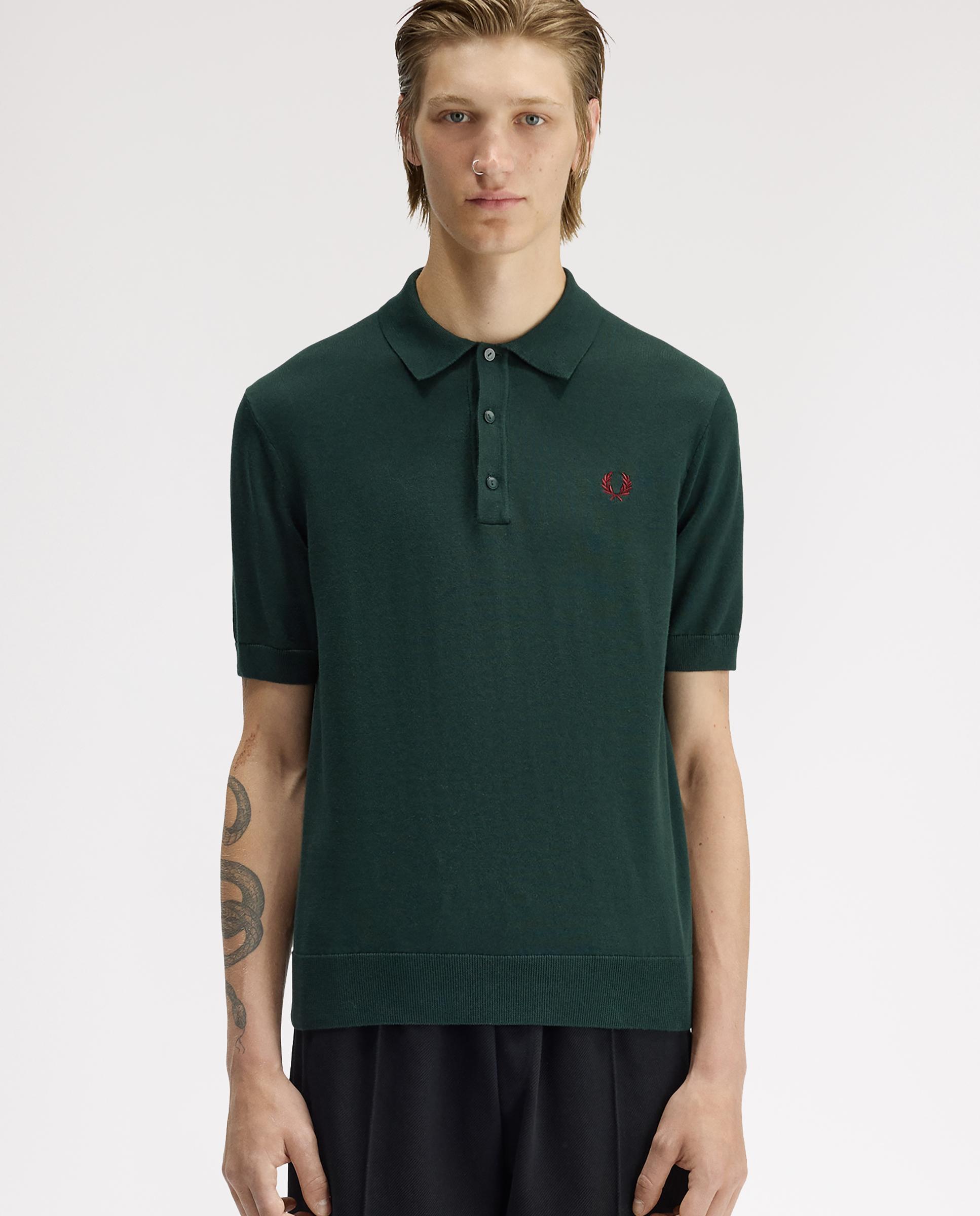Jersey de hombre con cuello polo y manga corta - Fred Perry - Verde oscuro Verde oscuro-1