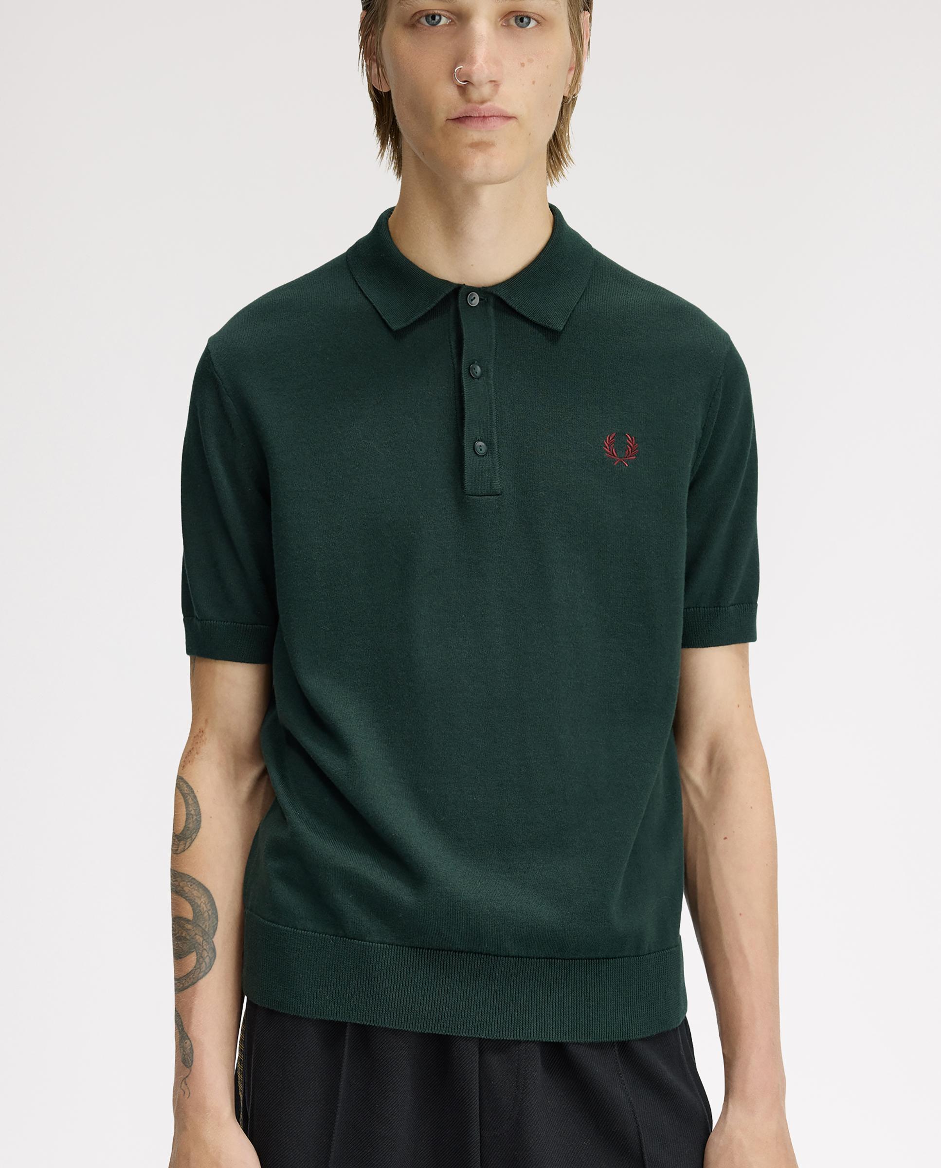 Jersey de hombre con cuello polo y manga corta - Fred Perry - Verde oscuro Verde oscuro-3