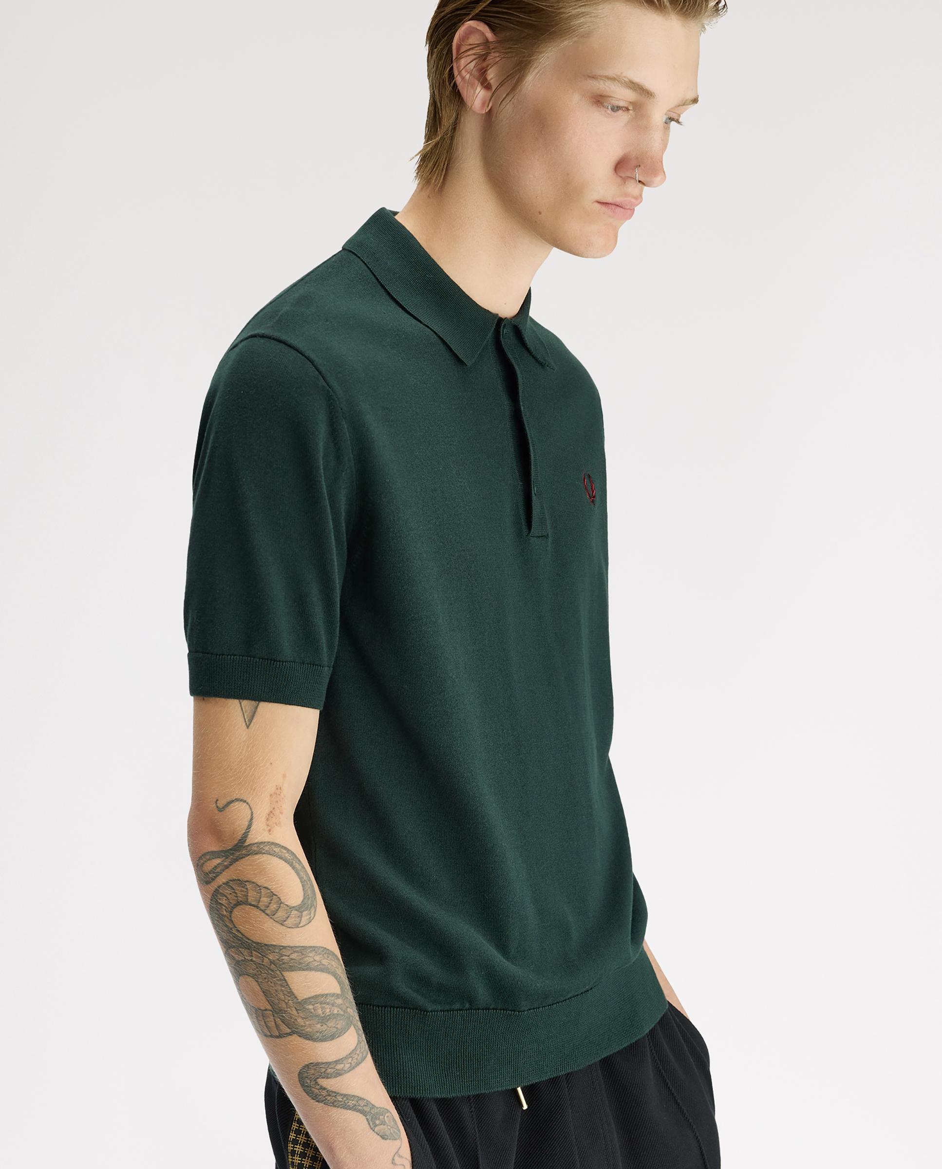 Jersey de hombre con cuello polo y manga corta - Fred Perry - Verde oscuro Verde oscuro-4