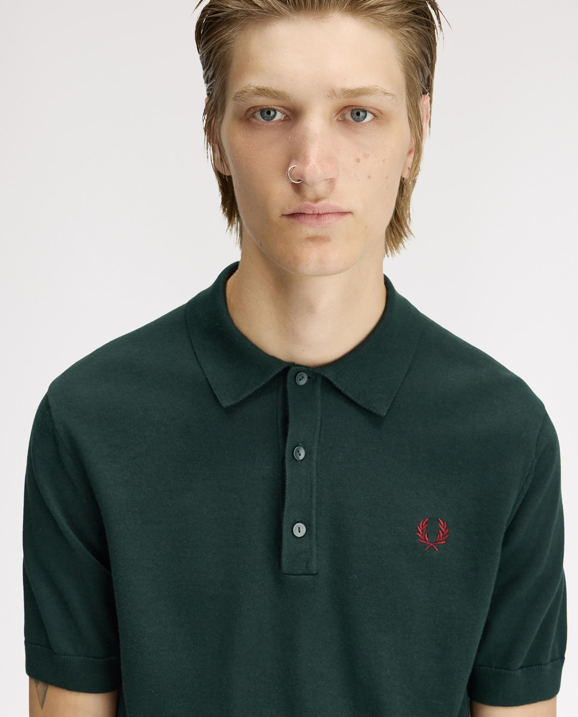 Jersey de hombre con cuello polo y manga corta - Fred Perry - Verde oscuro Verde oscuro-5